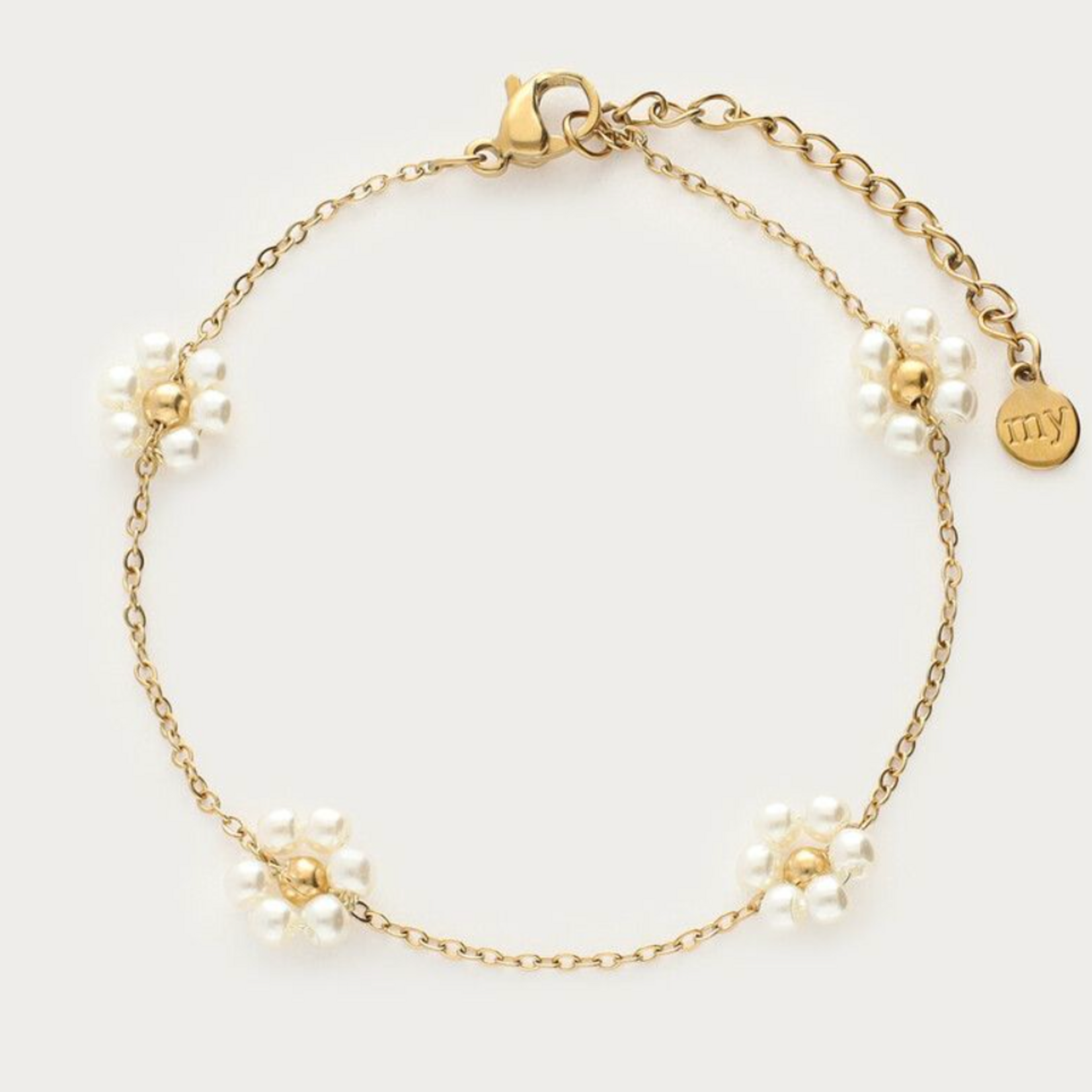 MY JEWELLERY MY JEWELLERY  - Armband  met bloemen van imitatieparels goud