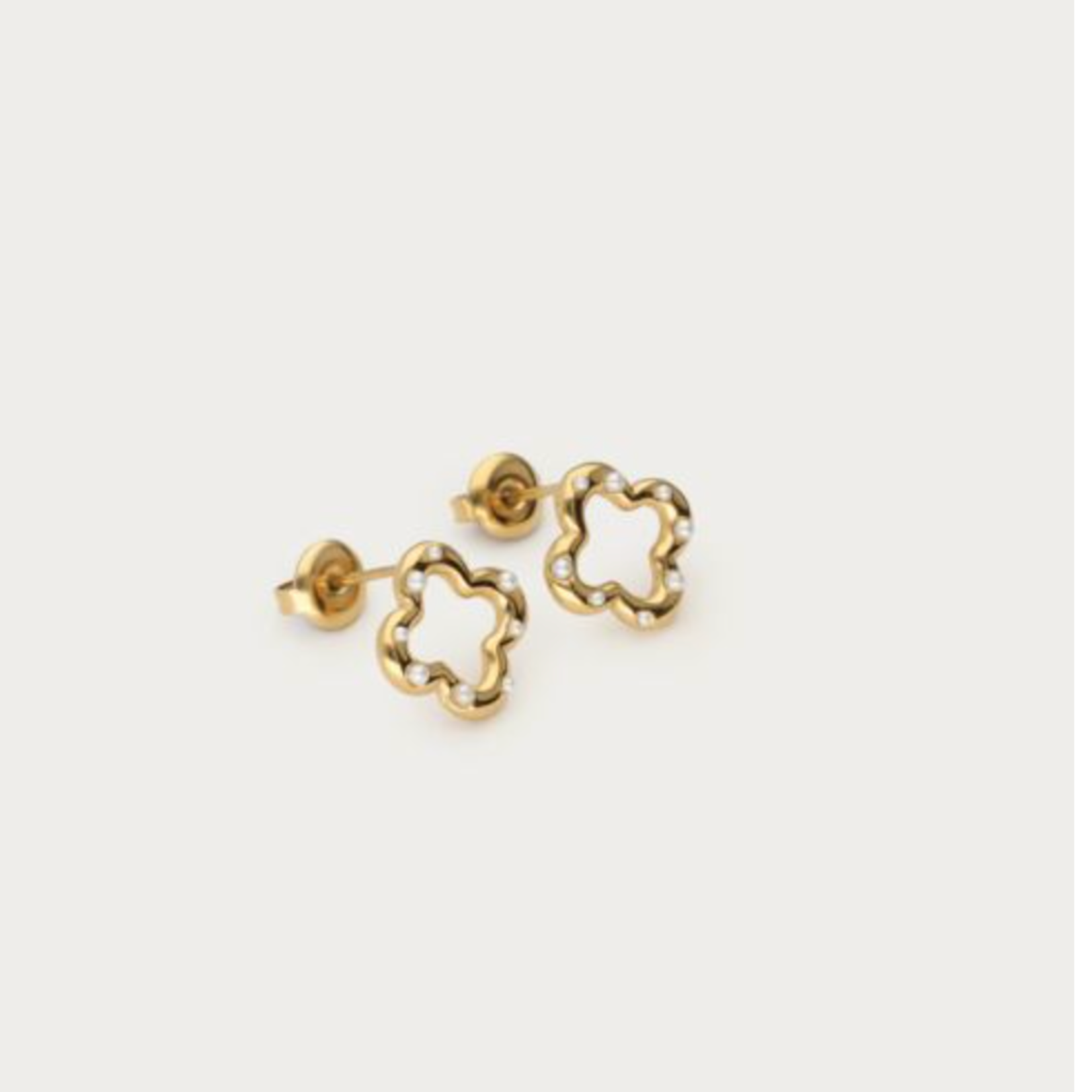 MY JEWELLERY MY JEWELLERY - Studs met klaver en imitatieparels goud