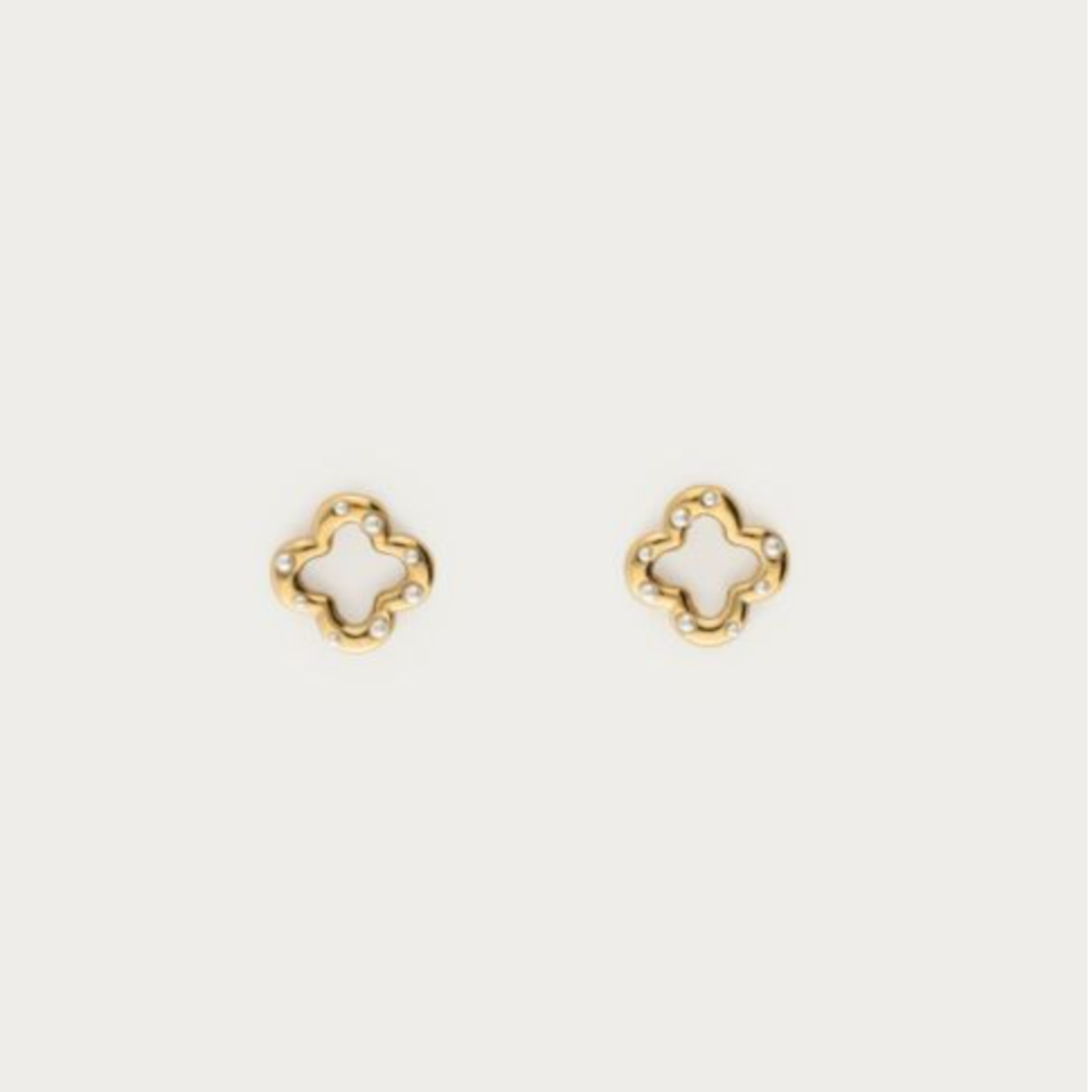 MY JEWELLERY MY JEWELLERY - Studs met klaver en imitatieparels goud