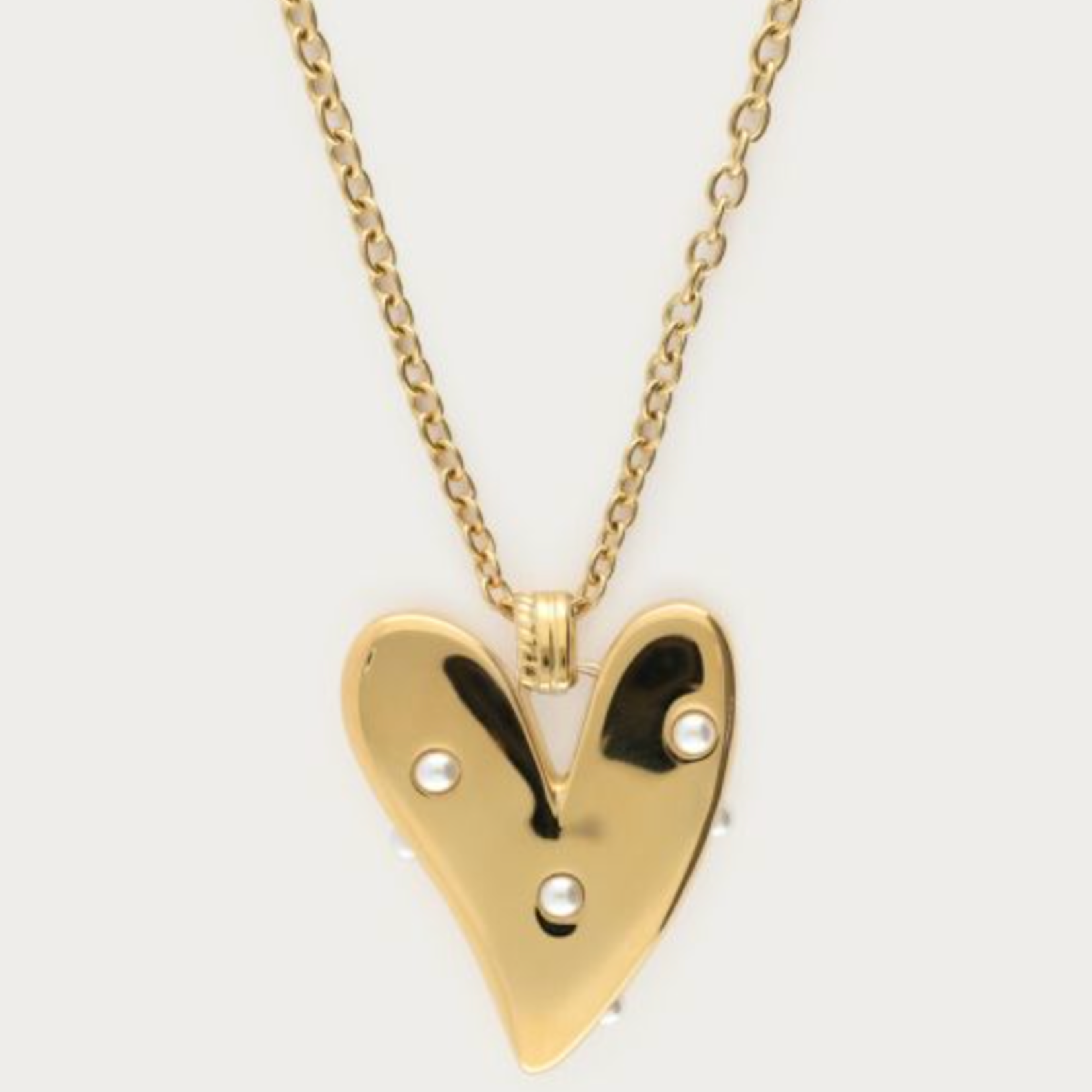 MY JEWELLERY MY JEWELLERY - Lange ketting met hart bedel & imitatieparels goud