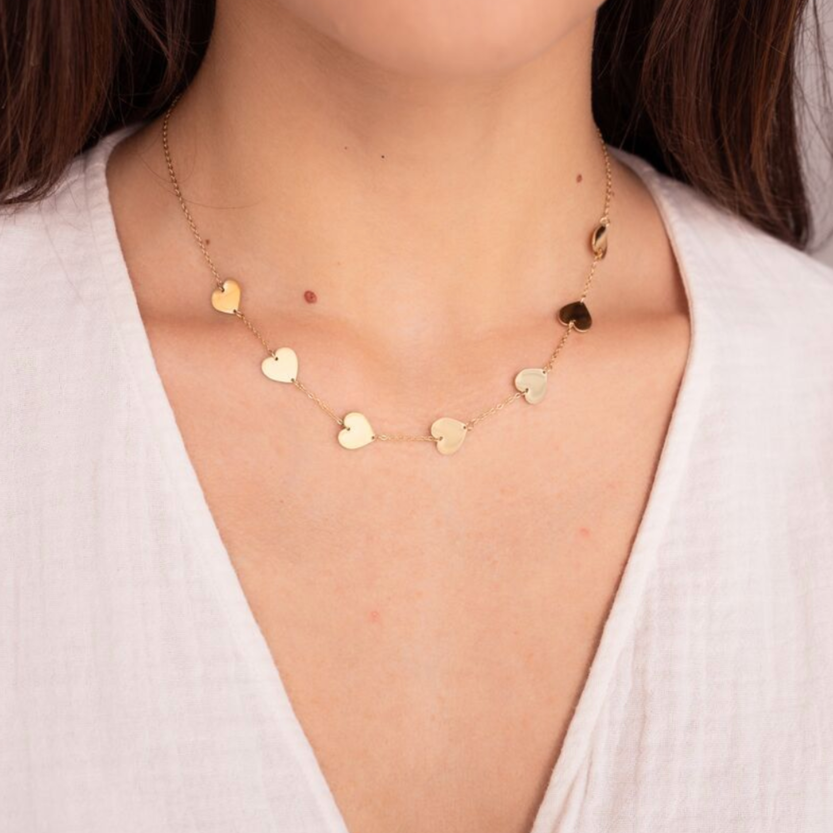 MY JEWELLERY MY JEWELLERY - Minimalistische ketting met hartjes goud