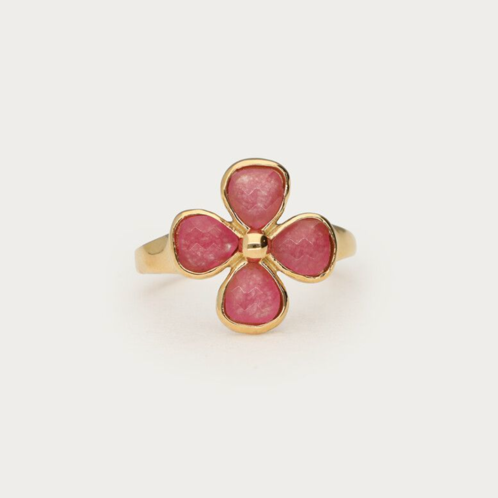 MY JEWELLERY MY JEWELLERY - Botanical ring met roze klaver goud maat 17