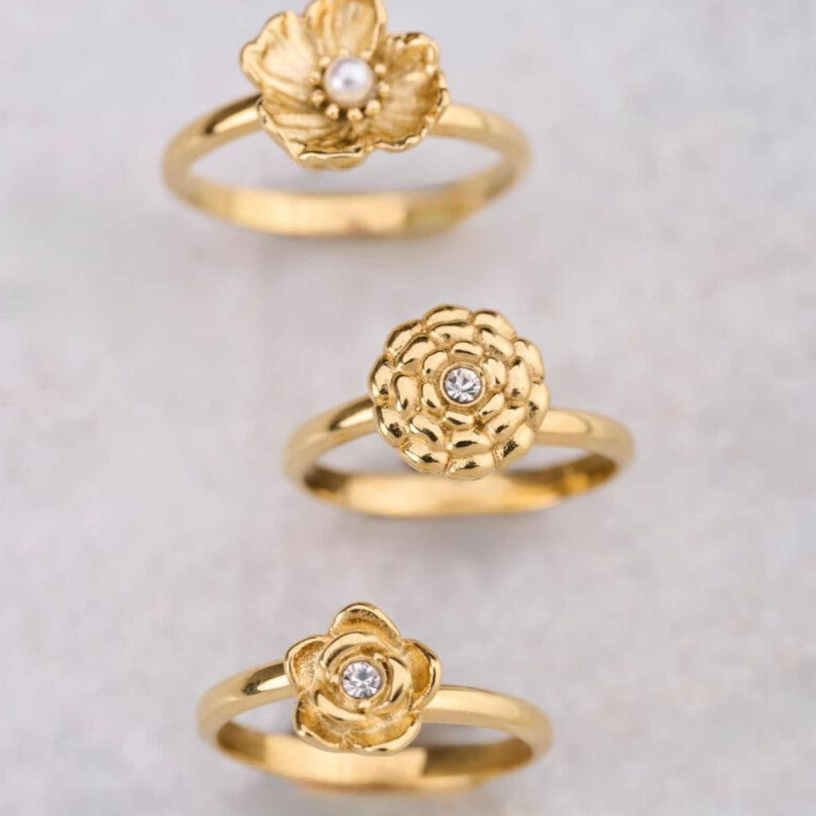 MY JEWELLERY MY JEWELLERY - Botanical ring met klaproos bloem goud