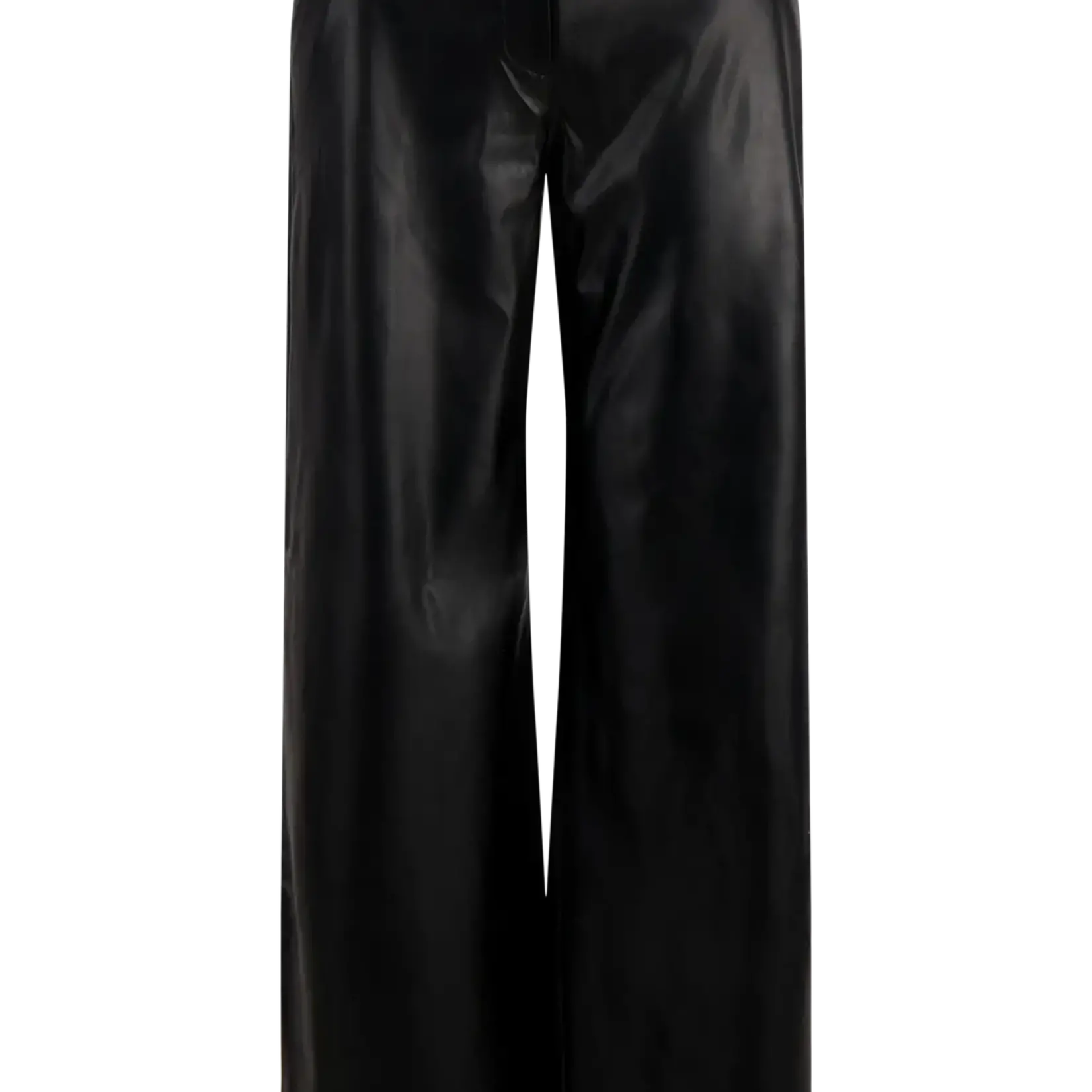 ZUSSS ZUSSS - Broek faux glans leren wideleg zwart