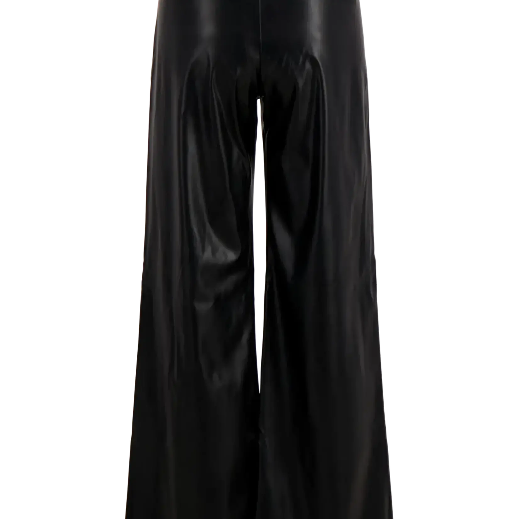 ZUSSS ZUSSS - Broek faux glans leren wideleg zwart