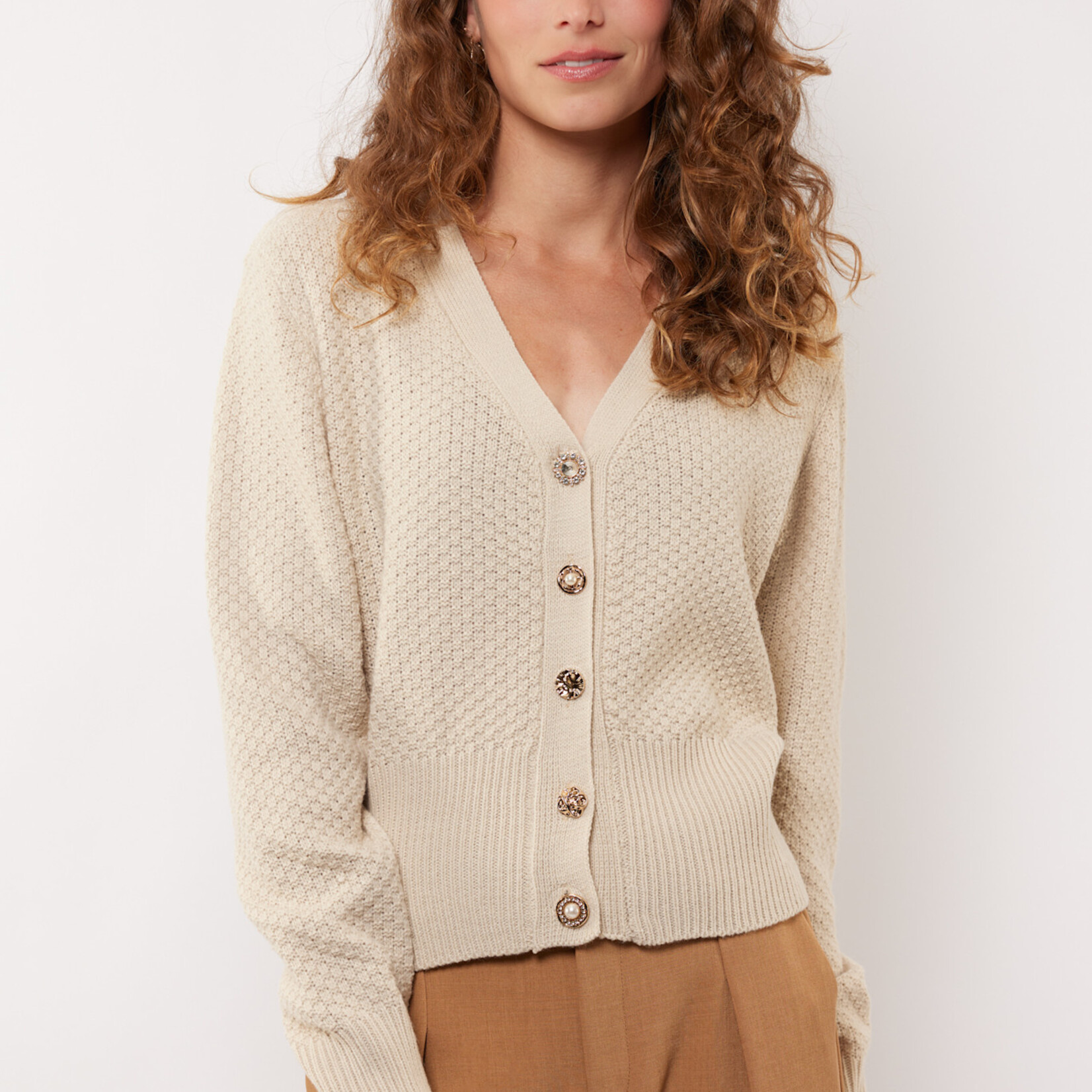 G-MAXX G-MAXX - Gebreid vest Dolores zand