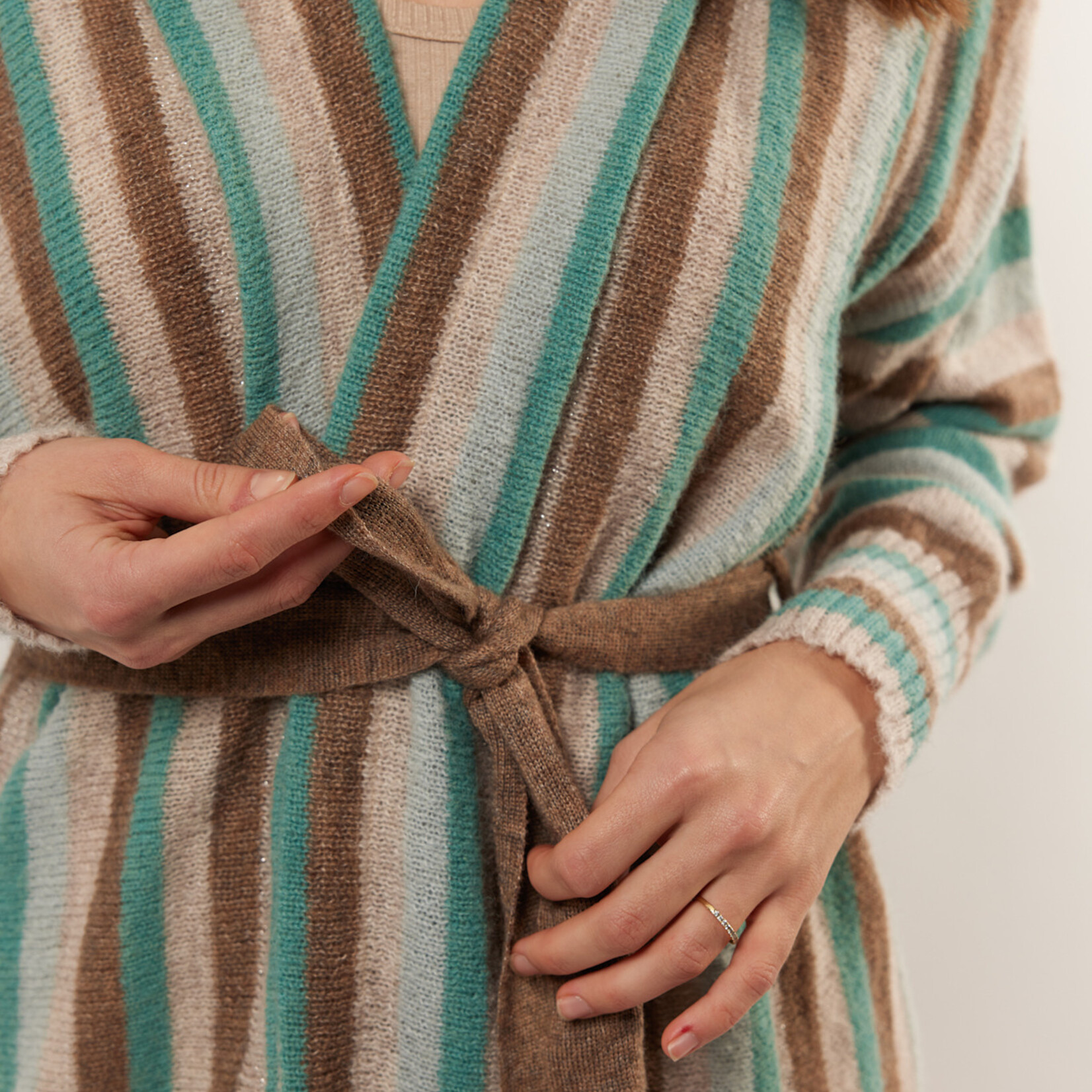 G-MAXX G-MAXX - Vest Amina gebreid Gravel/Arctic Blue Maat XXL