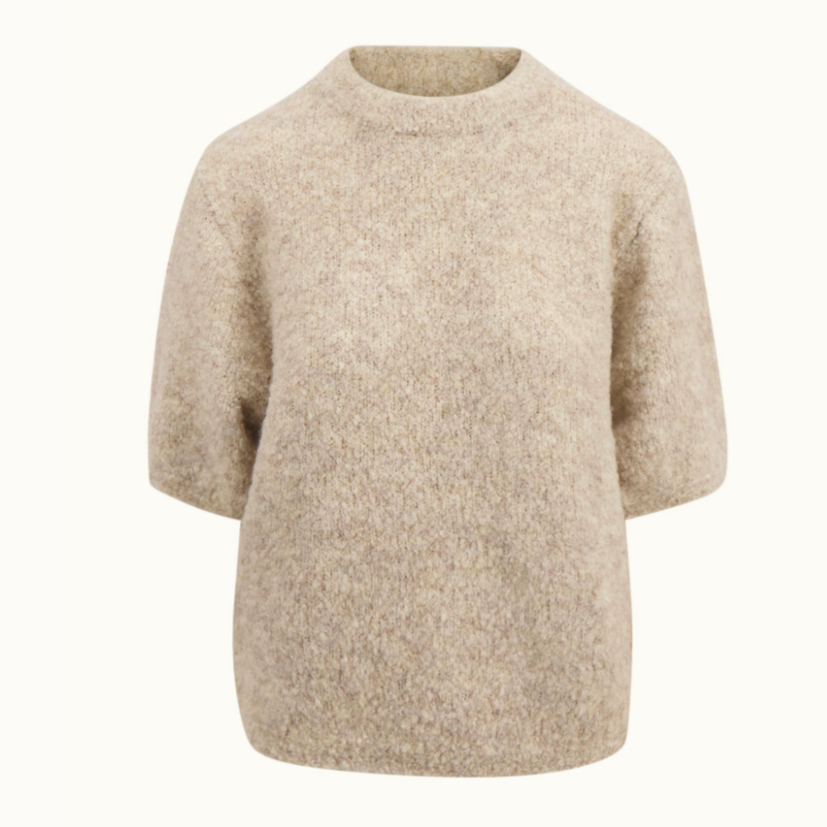 ZUSSS ZUSSS - Boucle trui met ronde hals beige
