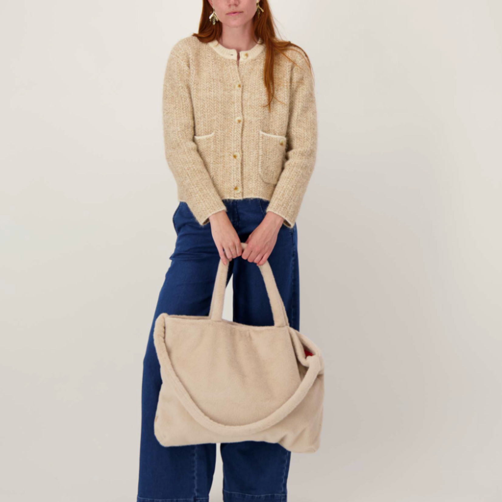 ZUSSS ZUSSS - Shopper faux fur beige