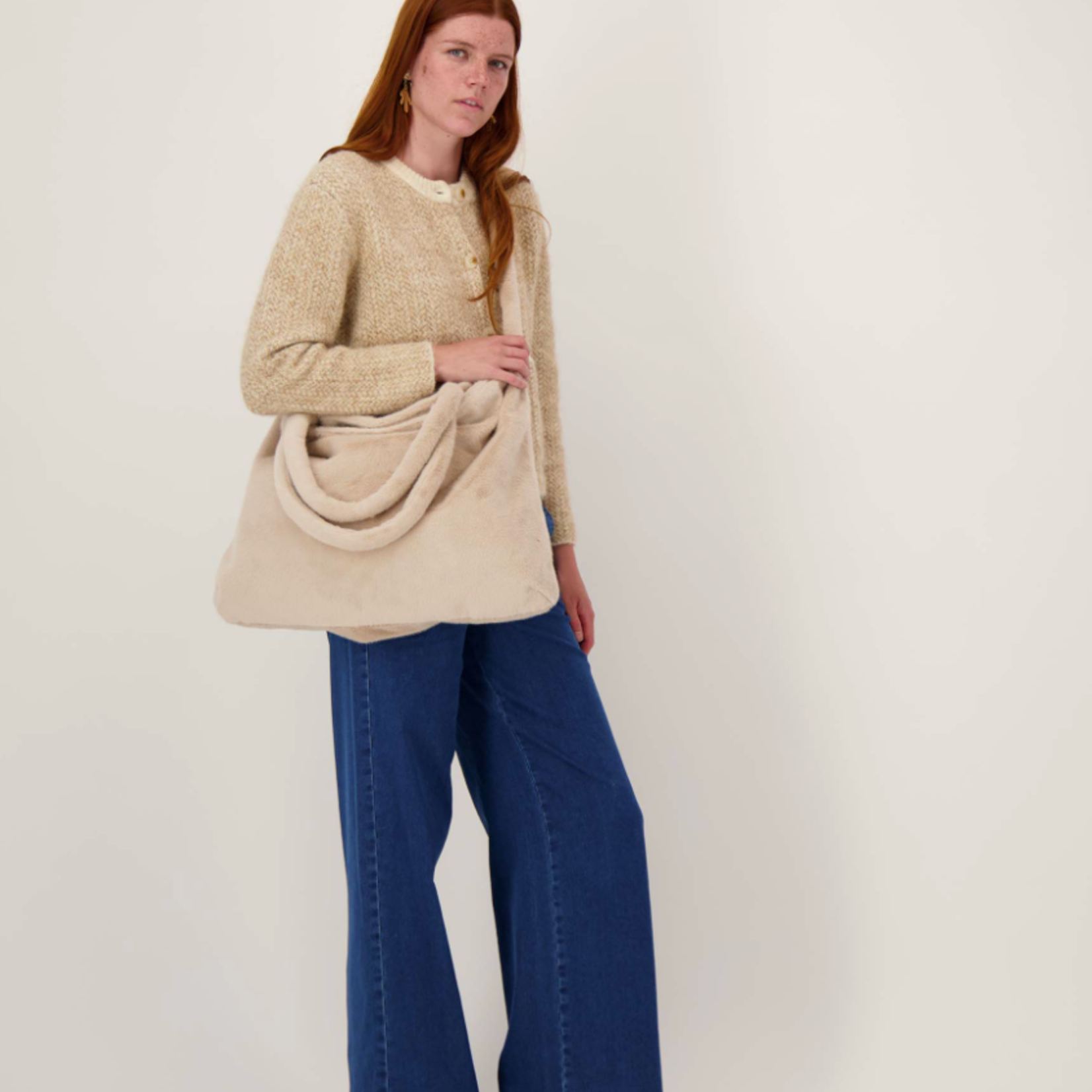 ZUSSS ZUSSS - Shopper faux fur beige