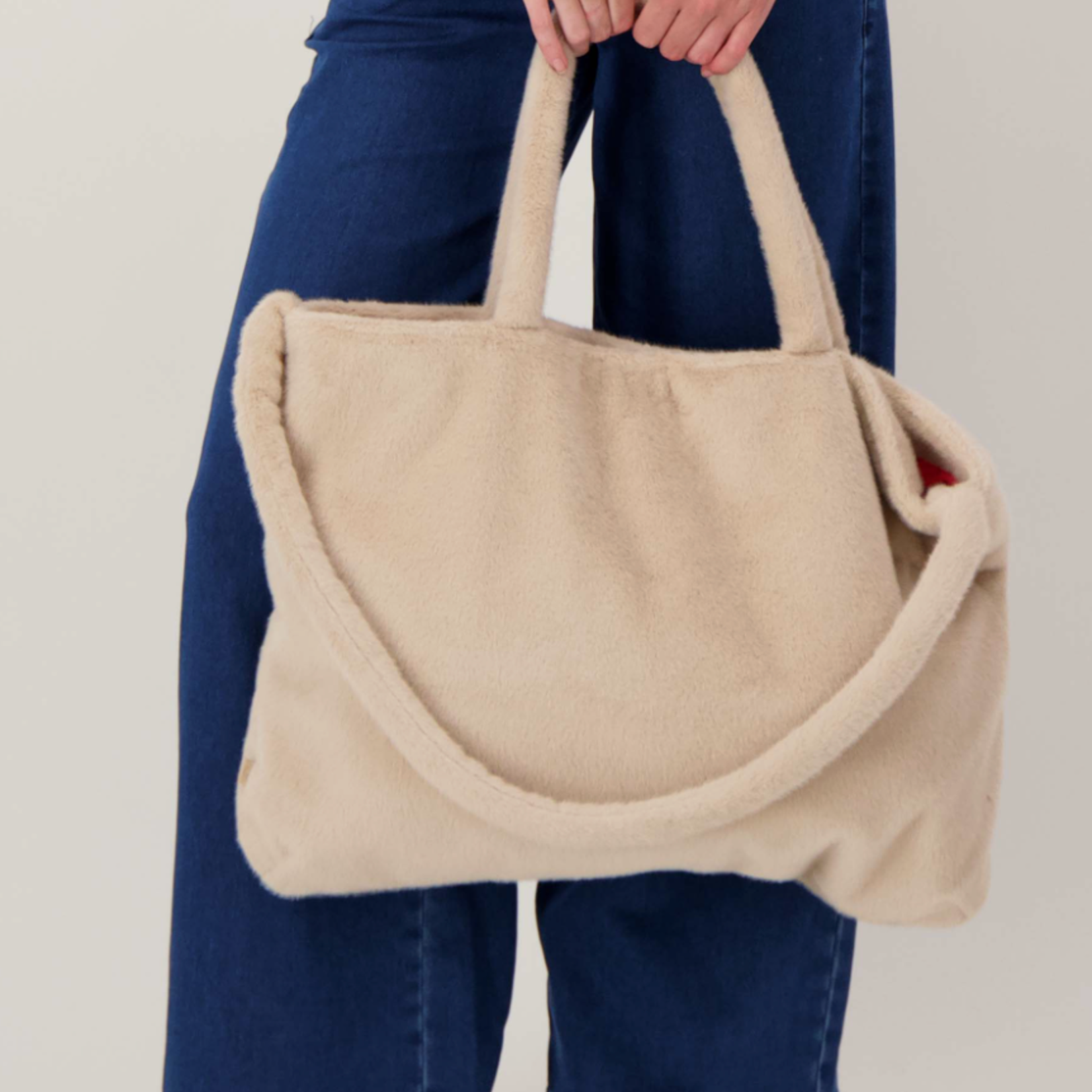 ZUSSS ZUSSS - Shopper faux fur beige