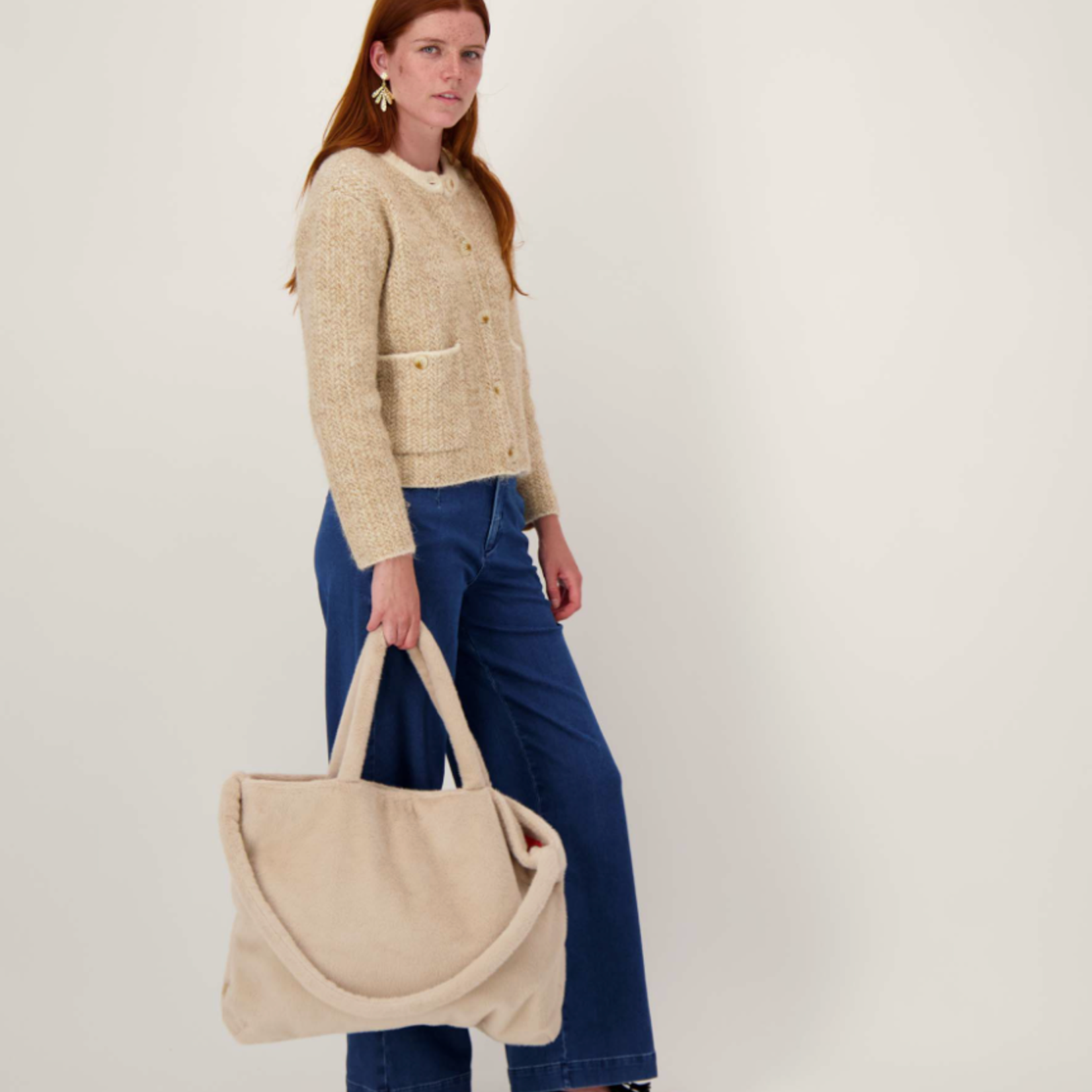 ZUSSS ZUSSS - Shopper faux fur beige