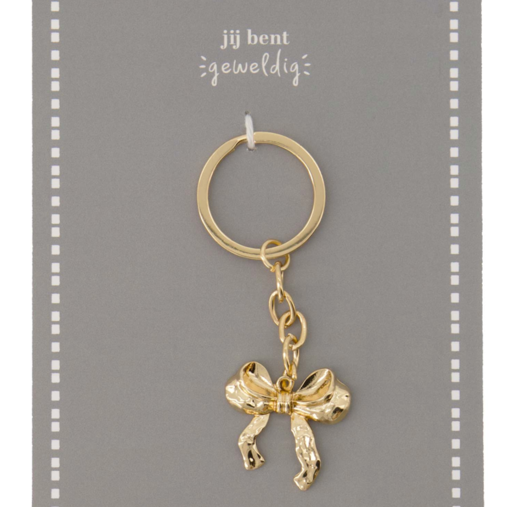 ZUSSS ZUSSS - Ansichtkaart sleutelhanger strik wit/goud