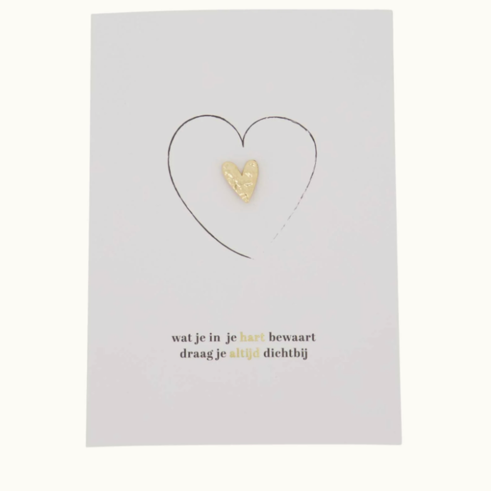 ZUSSS ZUSSS - Wenskaart Broche hartje in je hart wit/zwart/goud