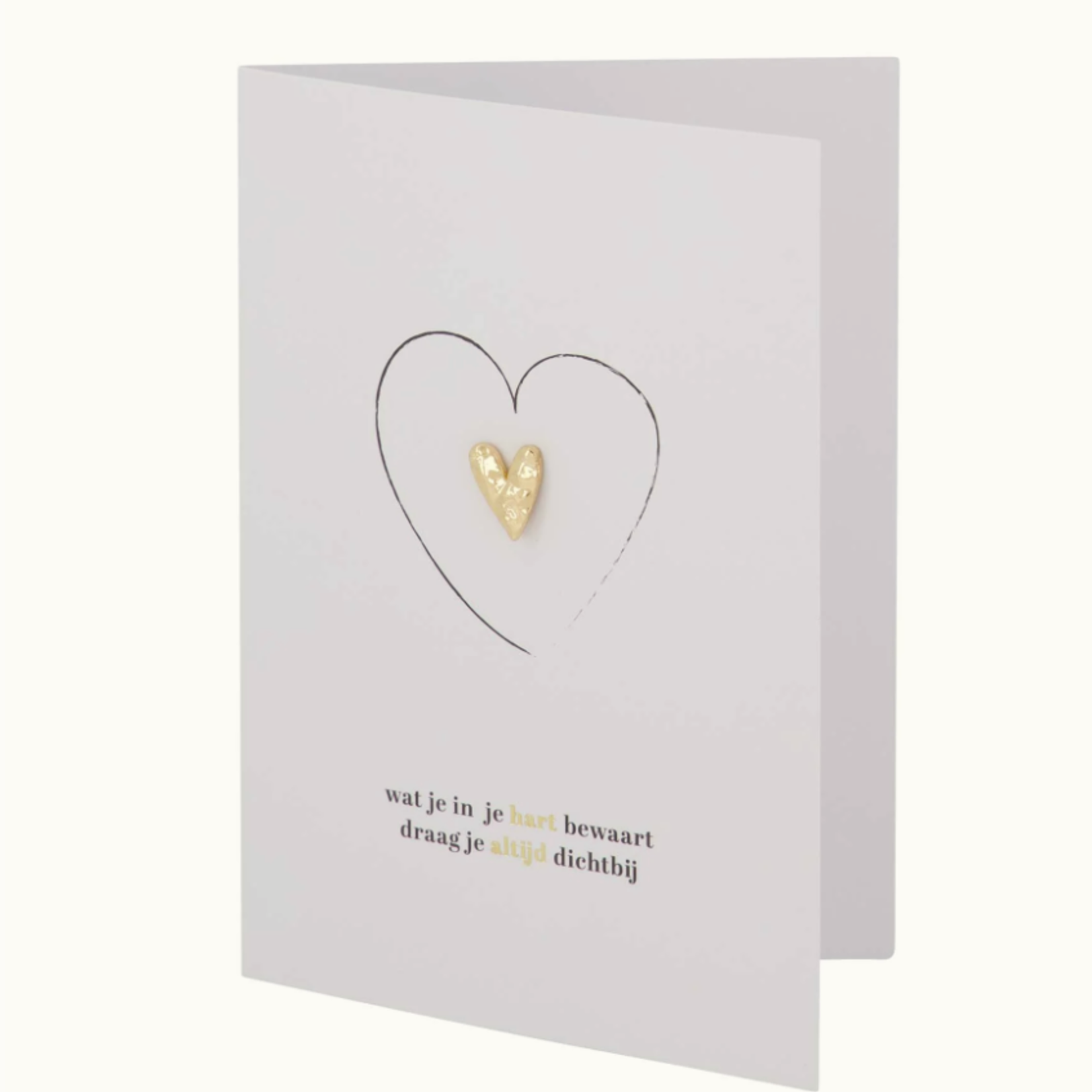 ZUSSS ZUSSS - Wenskaart Broche hartje in je hart wit/zwart/goud