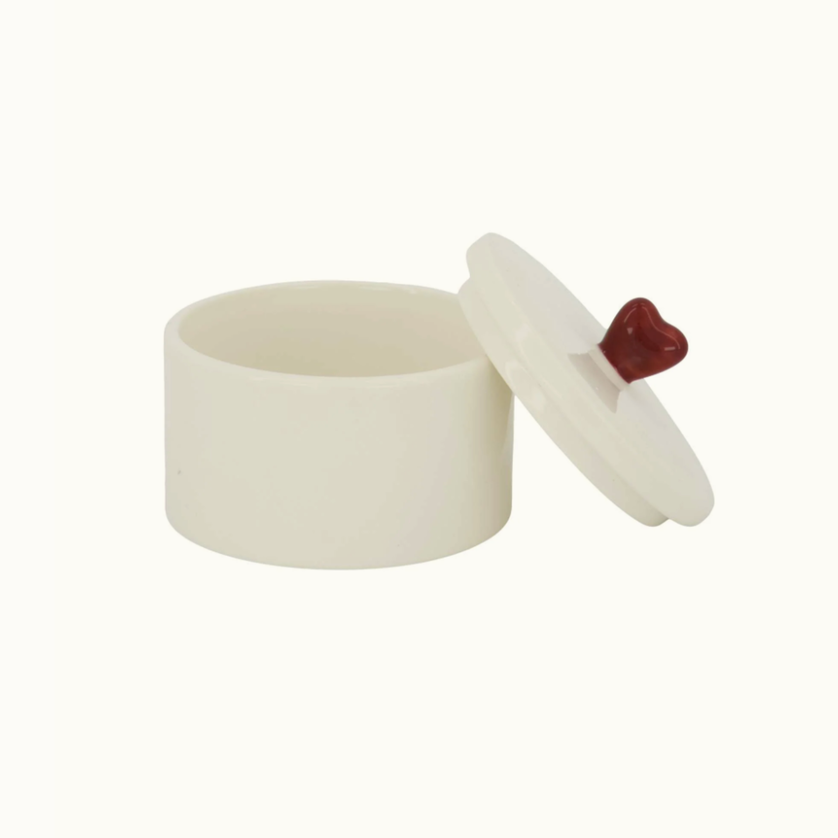 ZUSSS ZUSSS - Bewaarpot keramiek hartje wit/rood