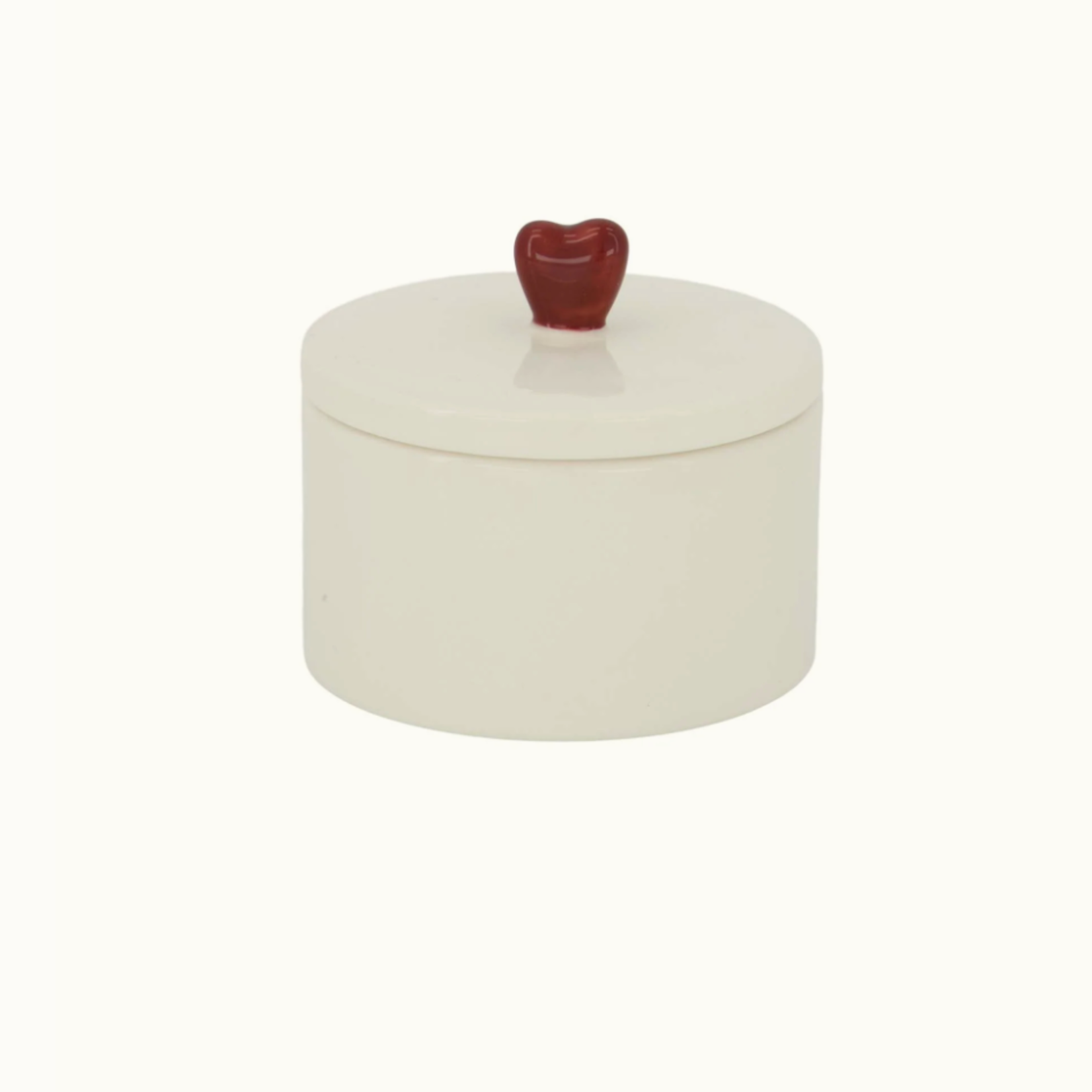 ZUSSS ZUSSS - Bewaarpot keramiek hartje wit/rood
