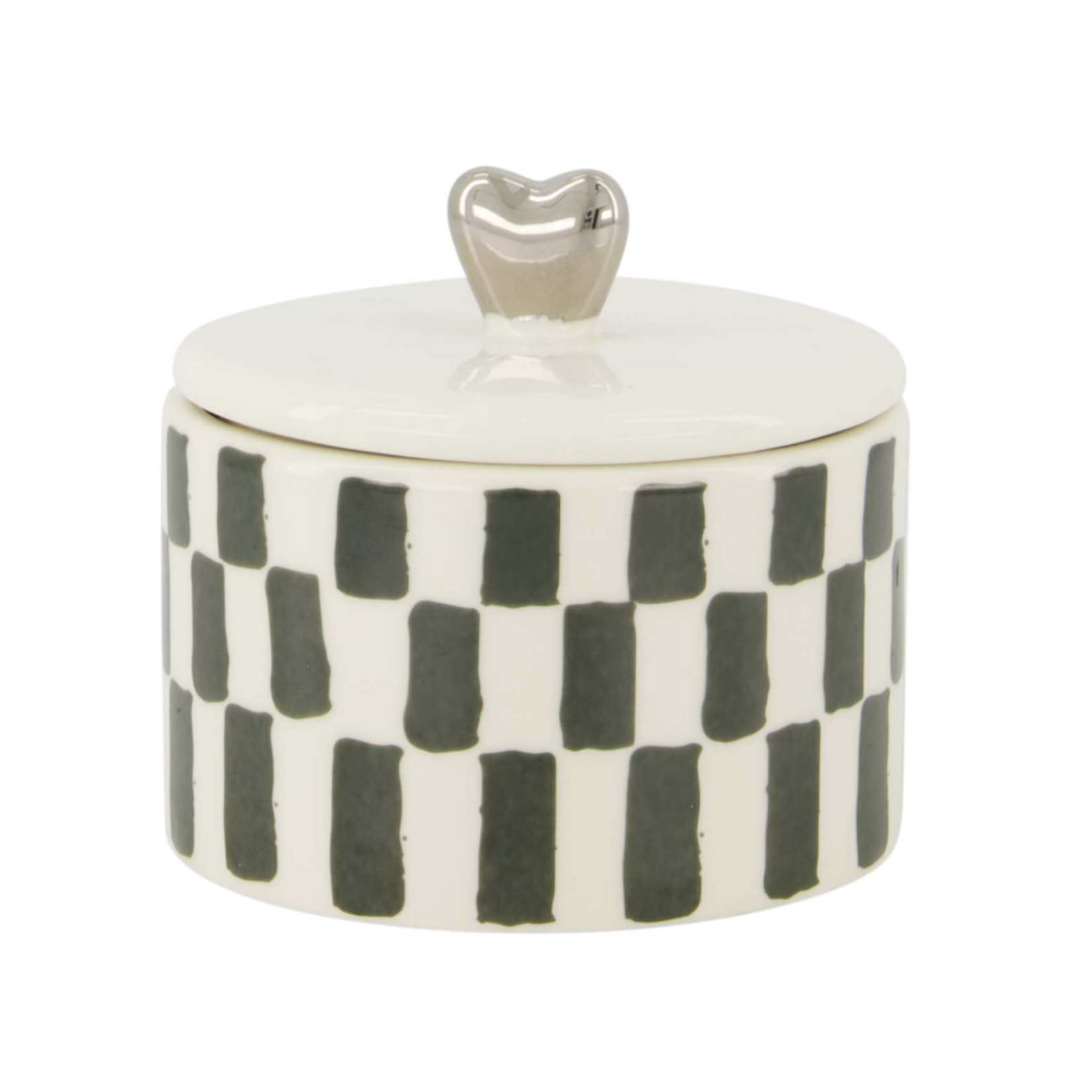 ZUSSS ZUSSS - Geurkaars keramiek met deksel zilver hartje wit/grijsblauw