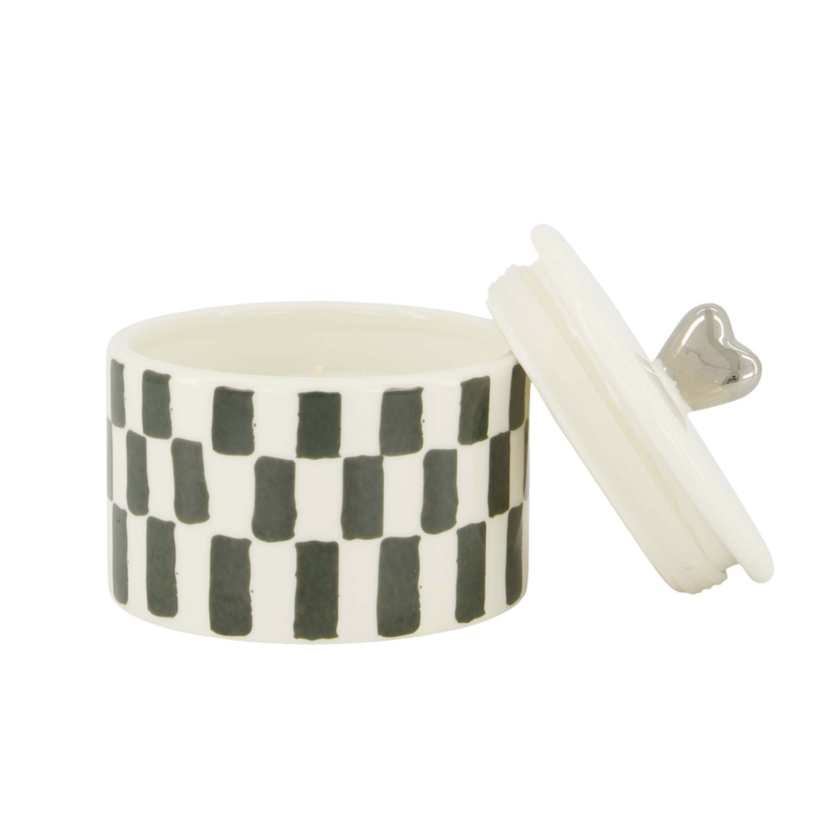 ZUSSS ZUSSS - Geurkaars keramiek met deksel zilver hartje wit/grijsblauw