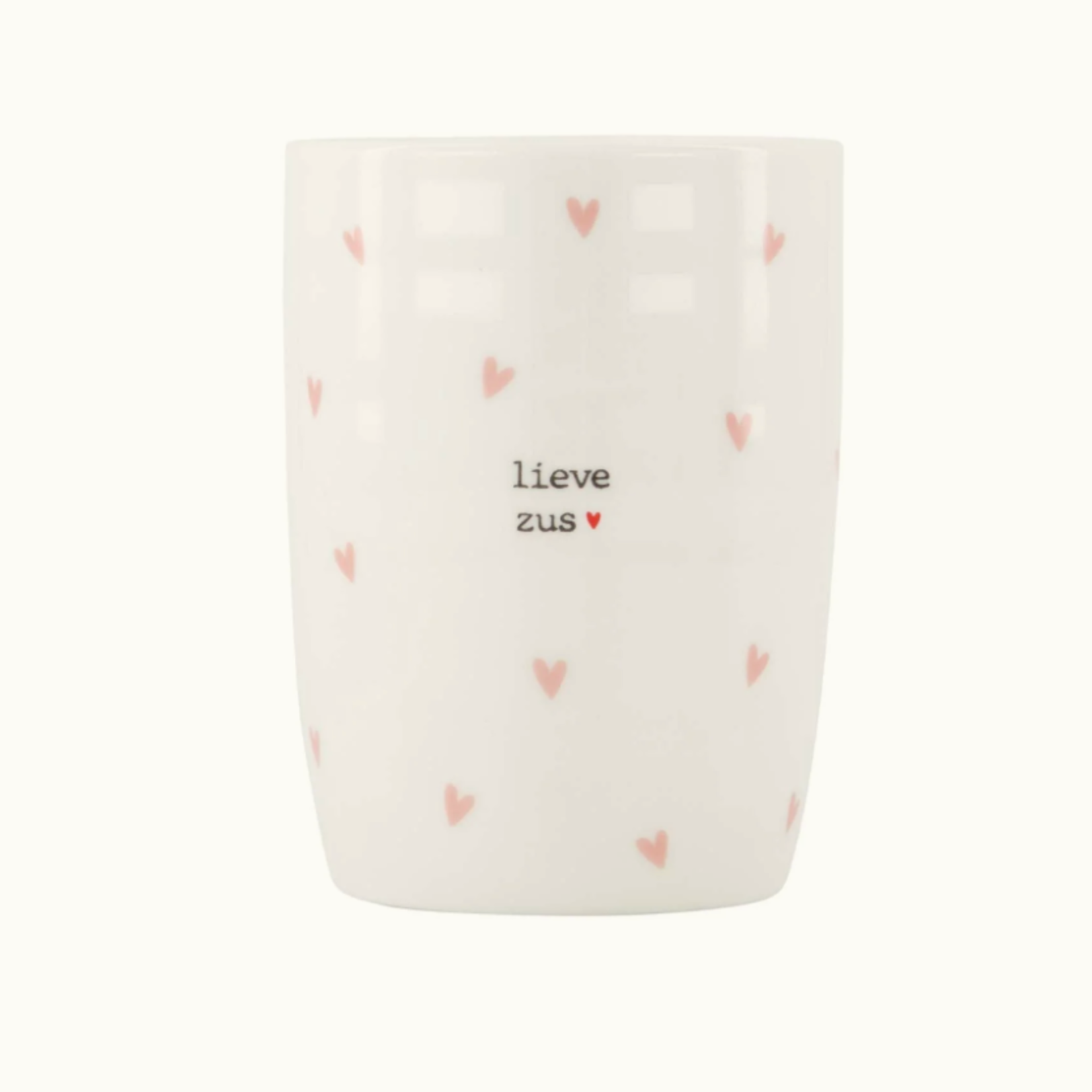 ZUSSS ZUSSS - koffiemok hartjes lieve zus wit/roze