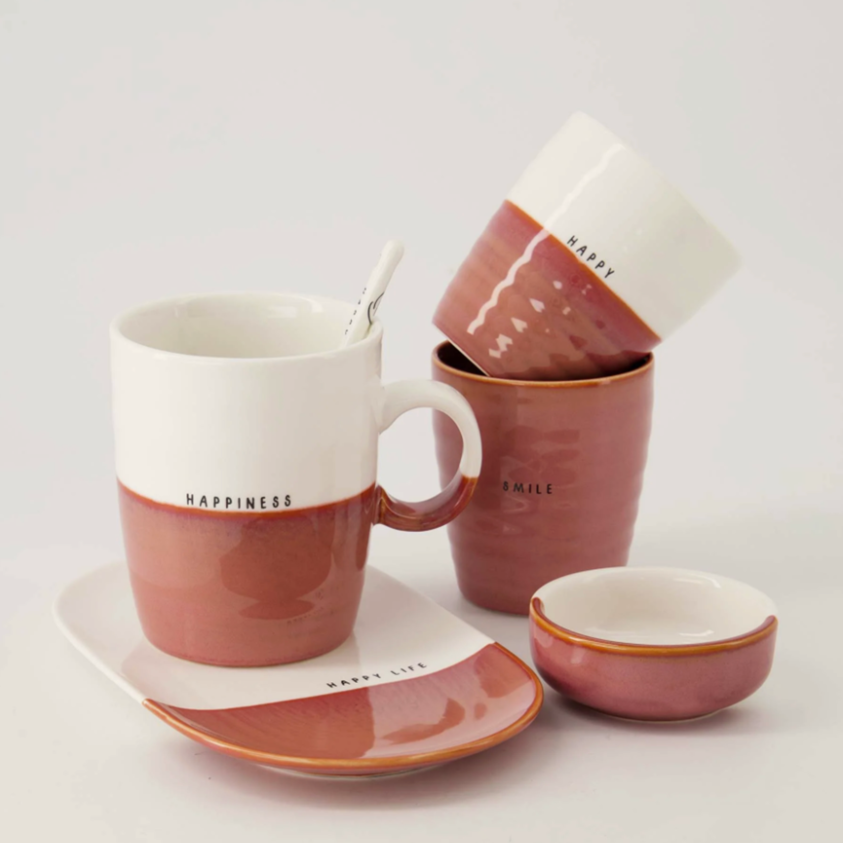 ZUSSS ZUSSS - Serveerschaal happy life wit/burgundy