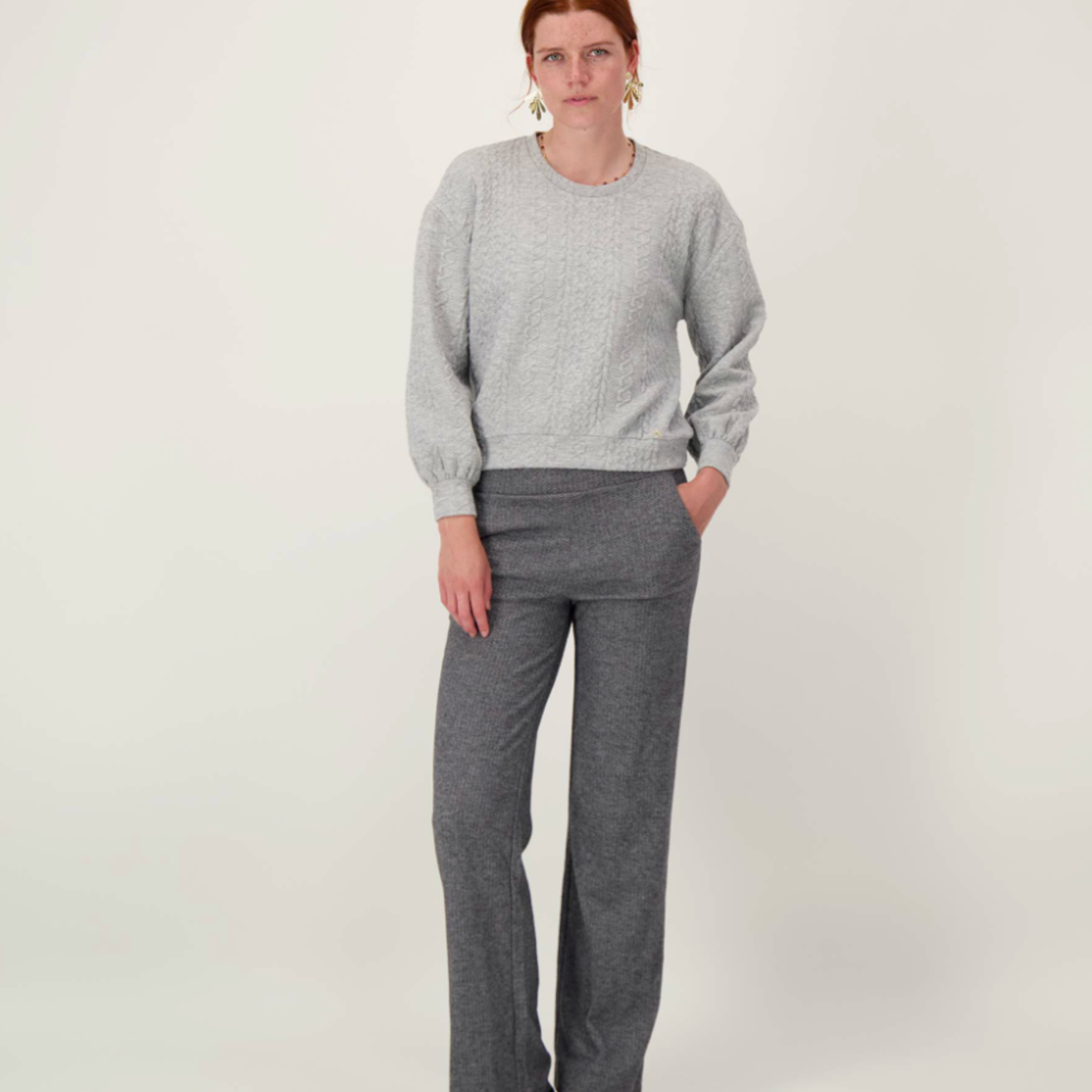 ZUSSS ZUSSS - Visgraat broek antracietgrijs MAAT S