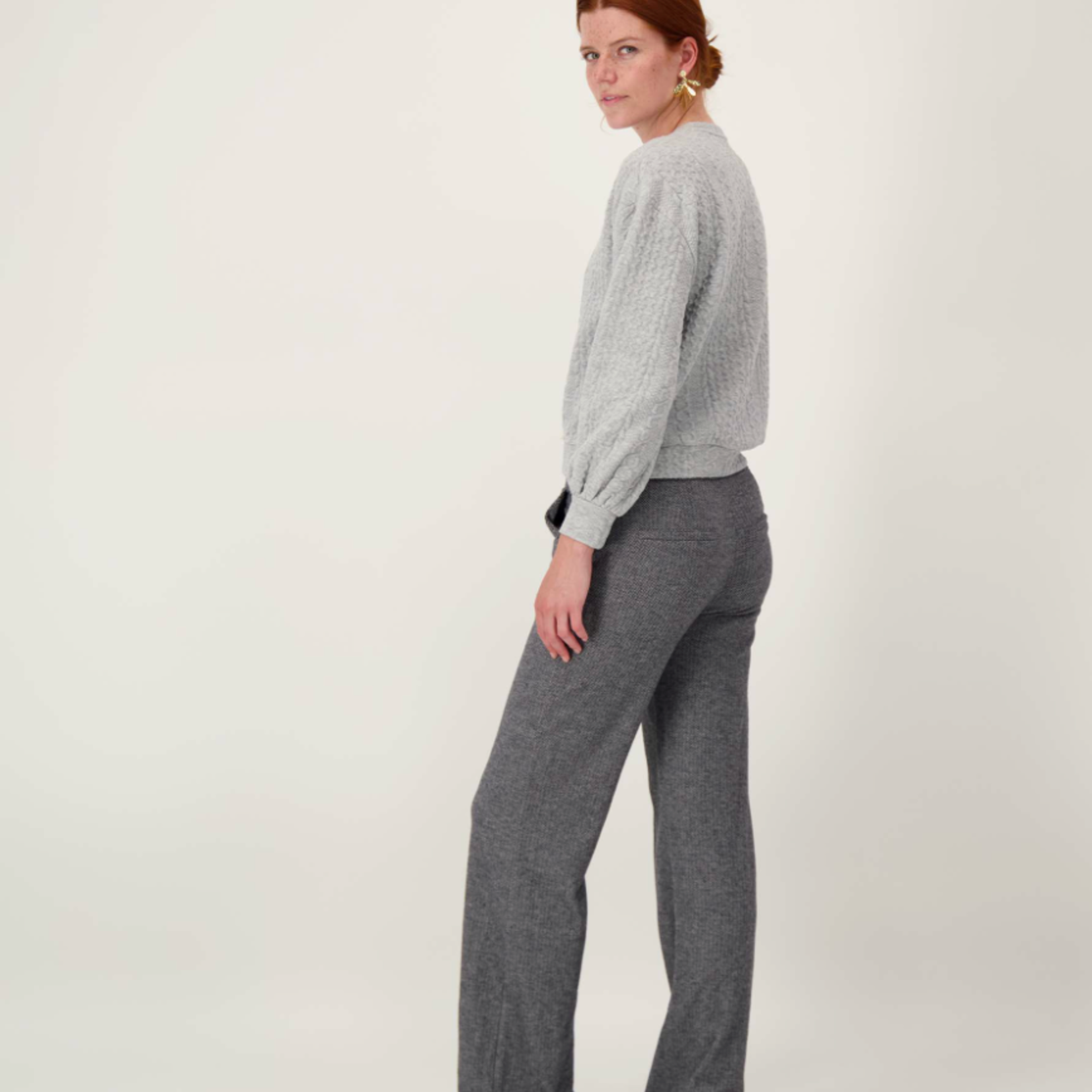 ZUSSS ZUSSS - Visgraat broek antracietgrijs MAAT S