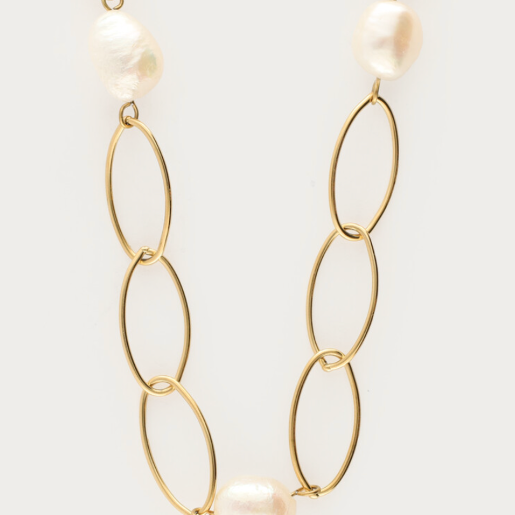 MY JEWELLERY MY JEWELLERY - Bold schakelketting met zoetwaterparels goud