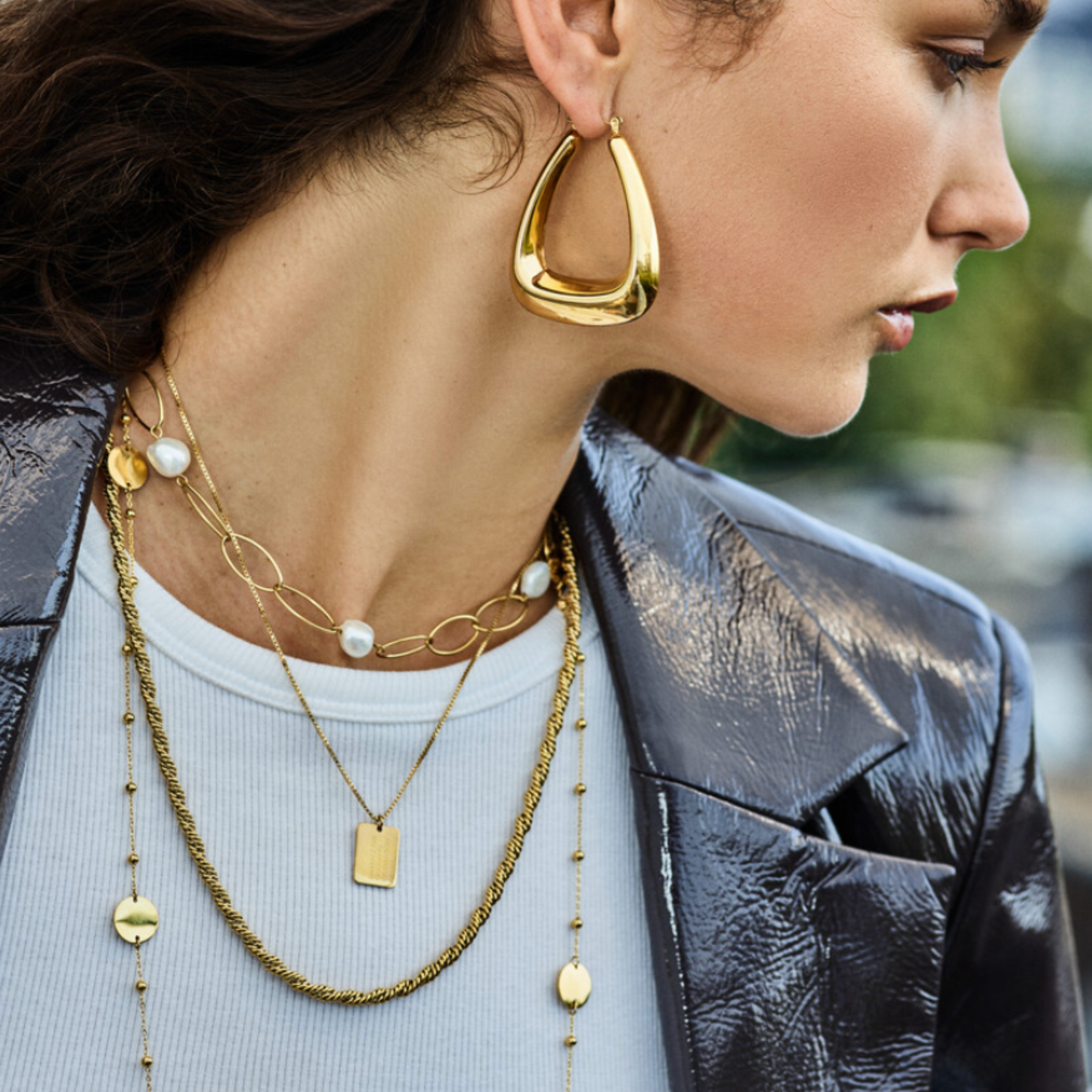 MY JEWELLERY MY JEWELLERY - Bold schakelketting met zoetwaterparels goud