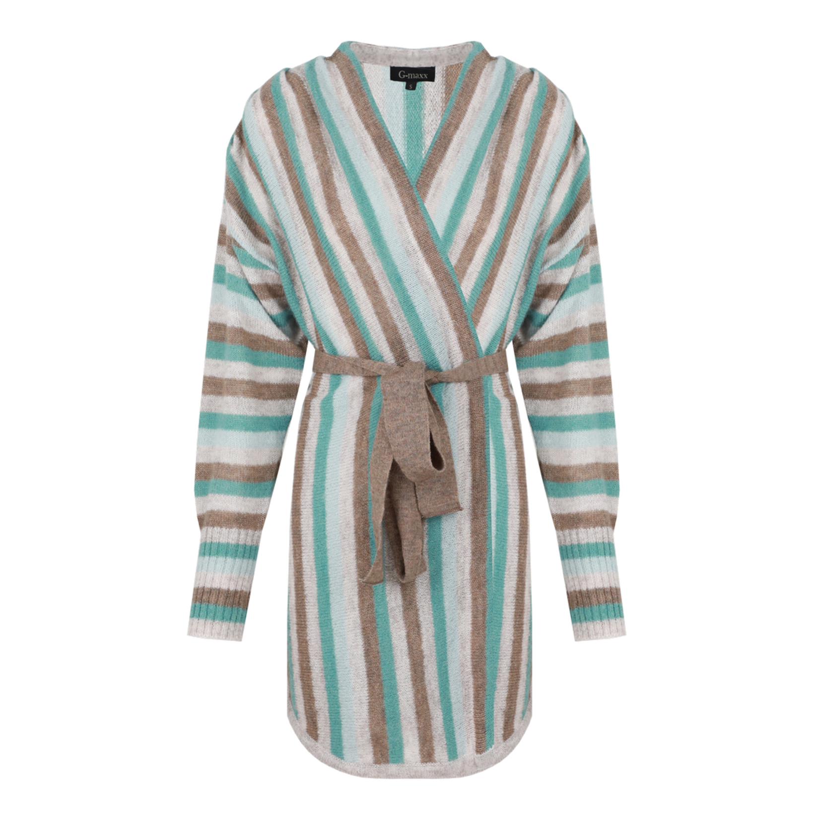 G-MAXX G-MAXX - Vest Amina gebreid Gravel/Arctic Blue Maat XXL