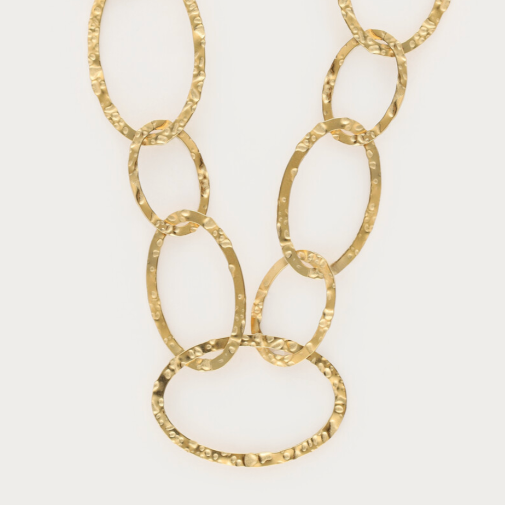 MY JEWELLERY MY JEWELLERY - Bold lange ovale schakelketting "hammered" goud