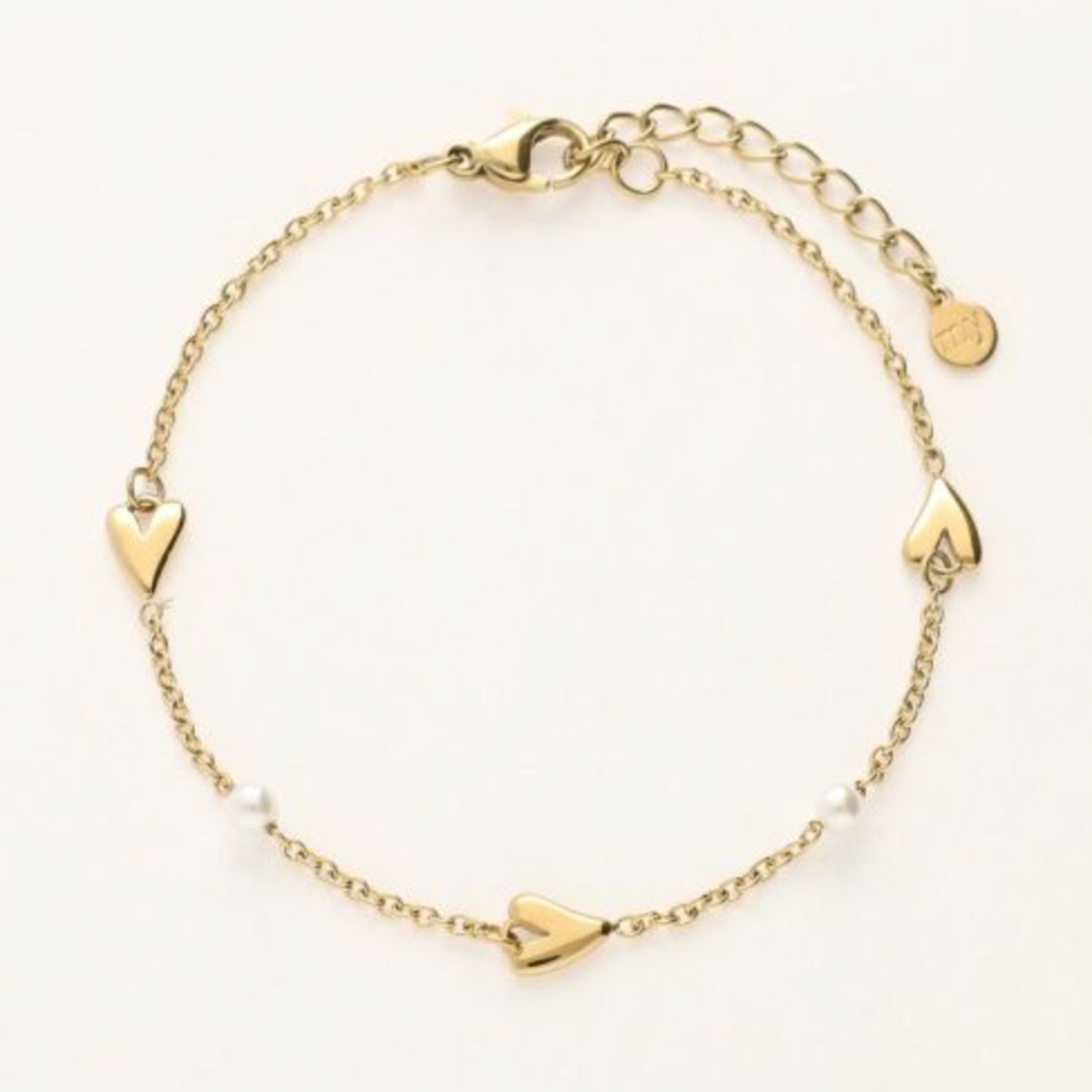 MY JEWELLERY MY JEWELLERY - Armband met hartjes en imitatieparels goud