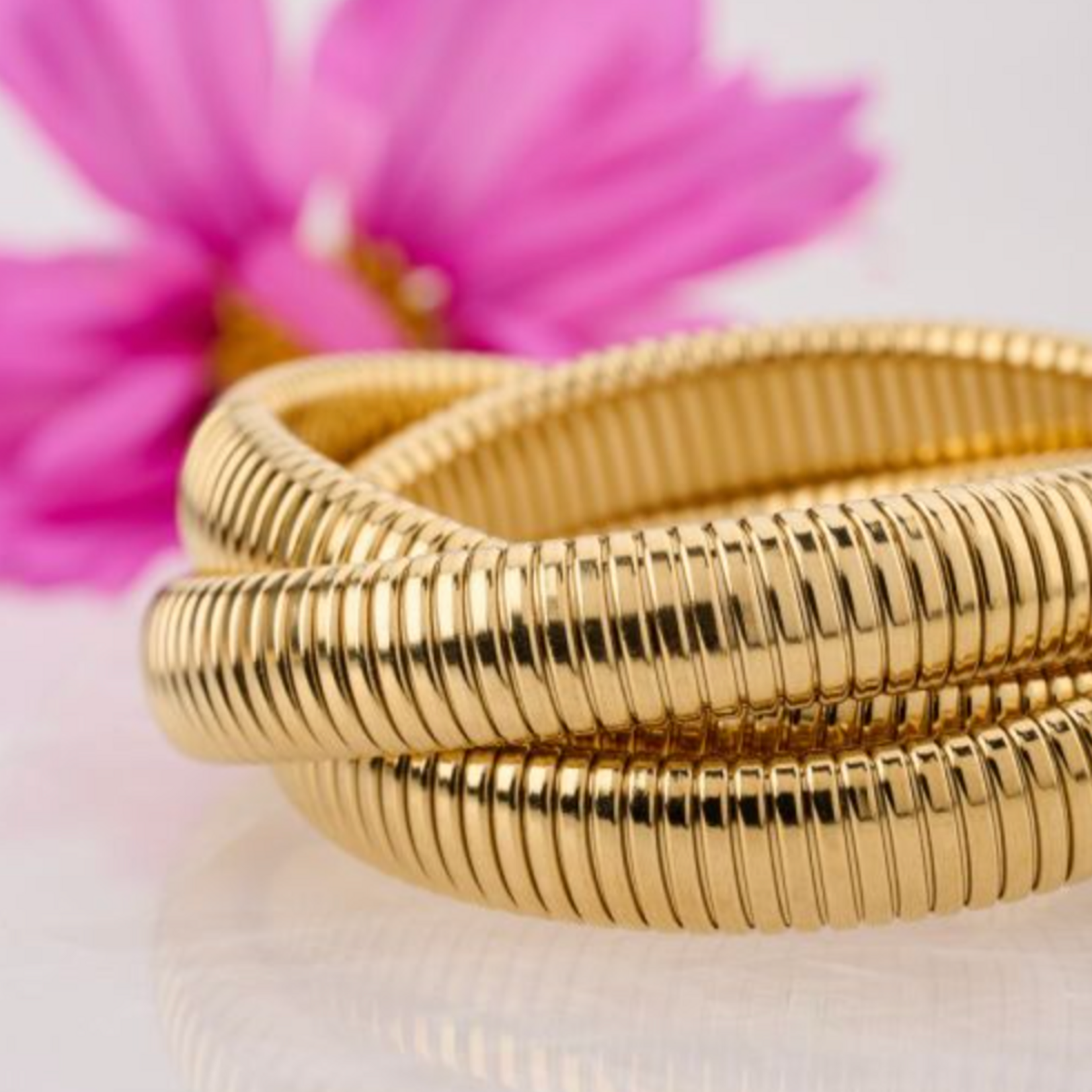 MY JEWELLERY MY JEWELLERY - Vogue driedubbele bangle met stretch goud