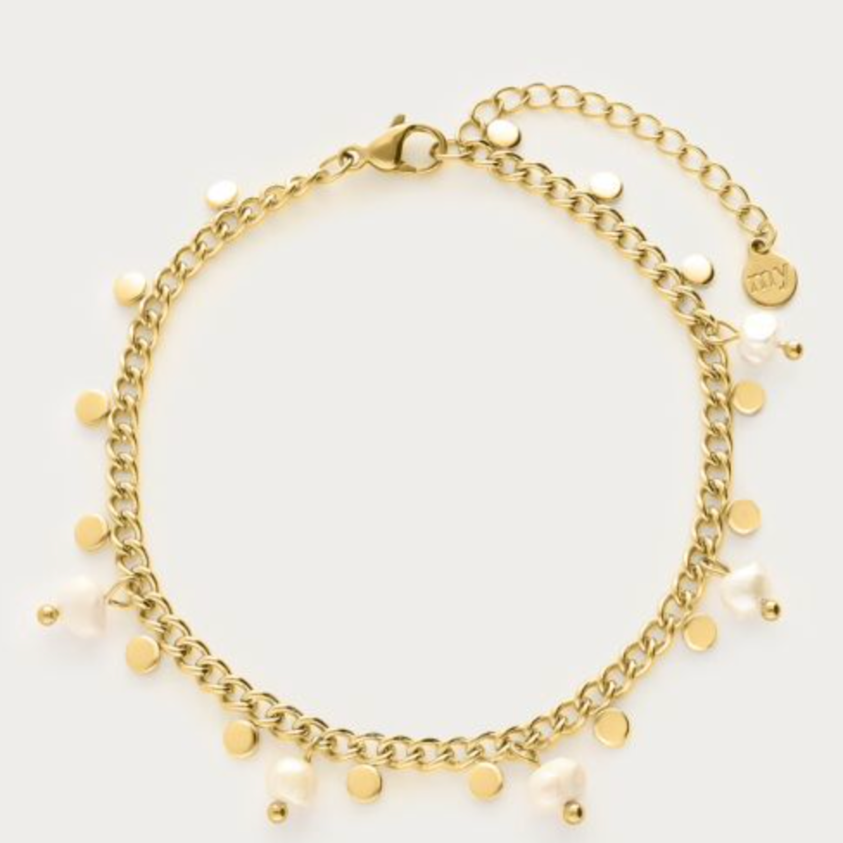 MY JEWELLERY MY JEWELLERY - Armband met kleine munten en zoetwaterparels goud