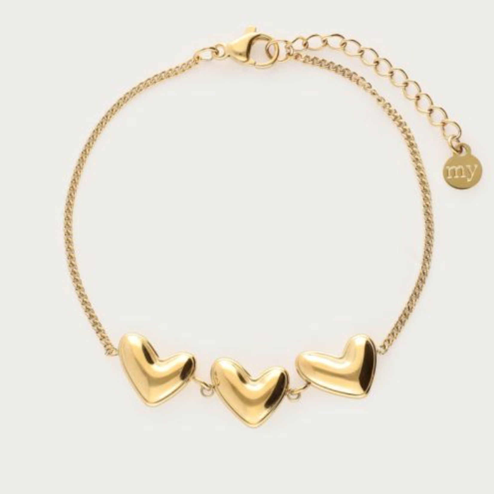 MY JEWELLERY MY JEWELLERY - Bold armband met drie hartjes goud