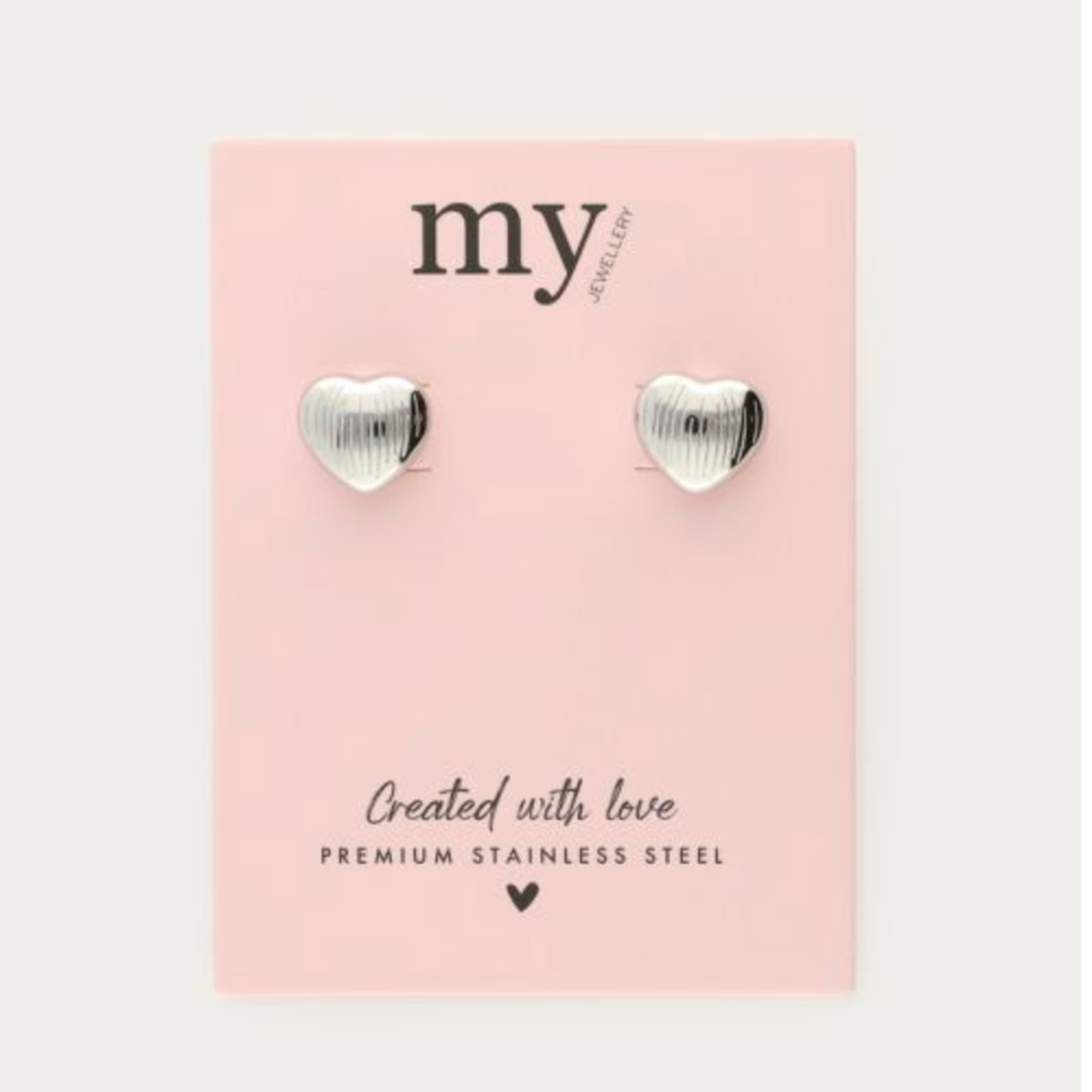 MY JEWELLERY MY JEWELLERY - Studs hart met strepen zilver