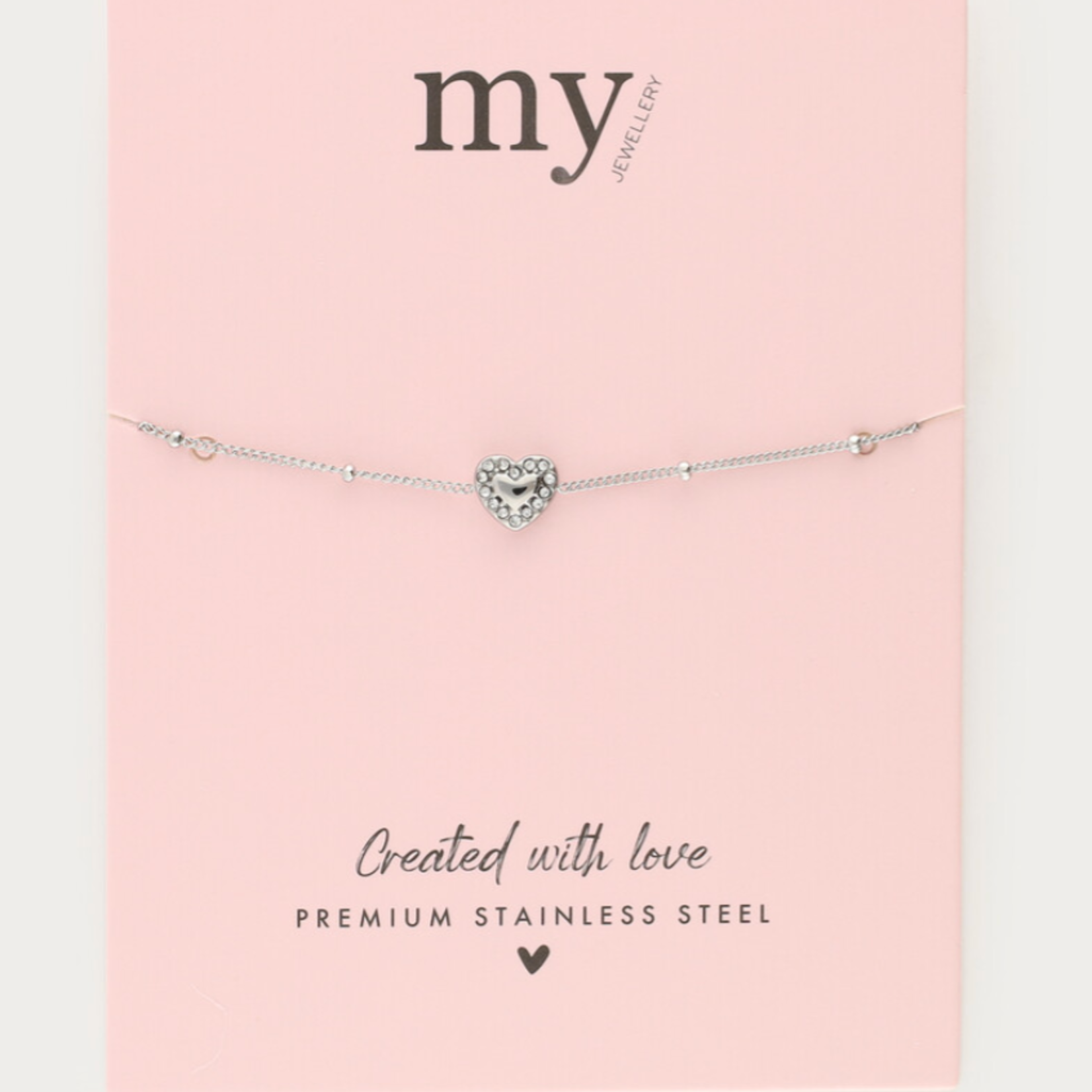 MY JEWELLERY MY JEWELLERY - Armband met hart & stras steen details zilver