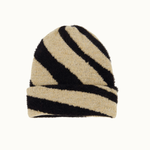 ZUSSS ZUSSS - Gebreide muts met zebra dessin dubbel zwart/kit