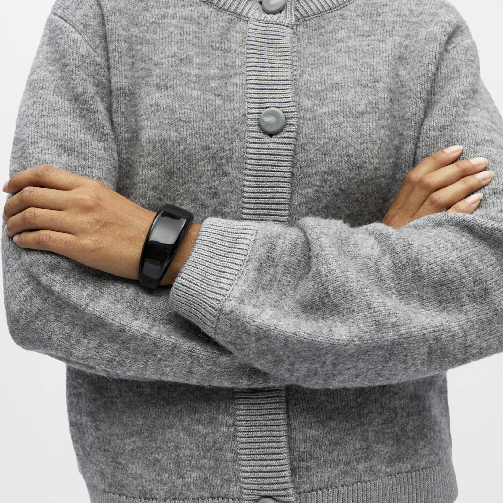 OBJECT OBJECT - Bomber gebreid Merle grijs gemeleerd