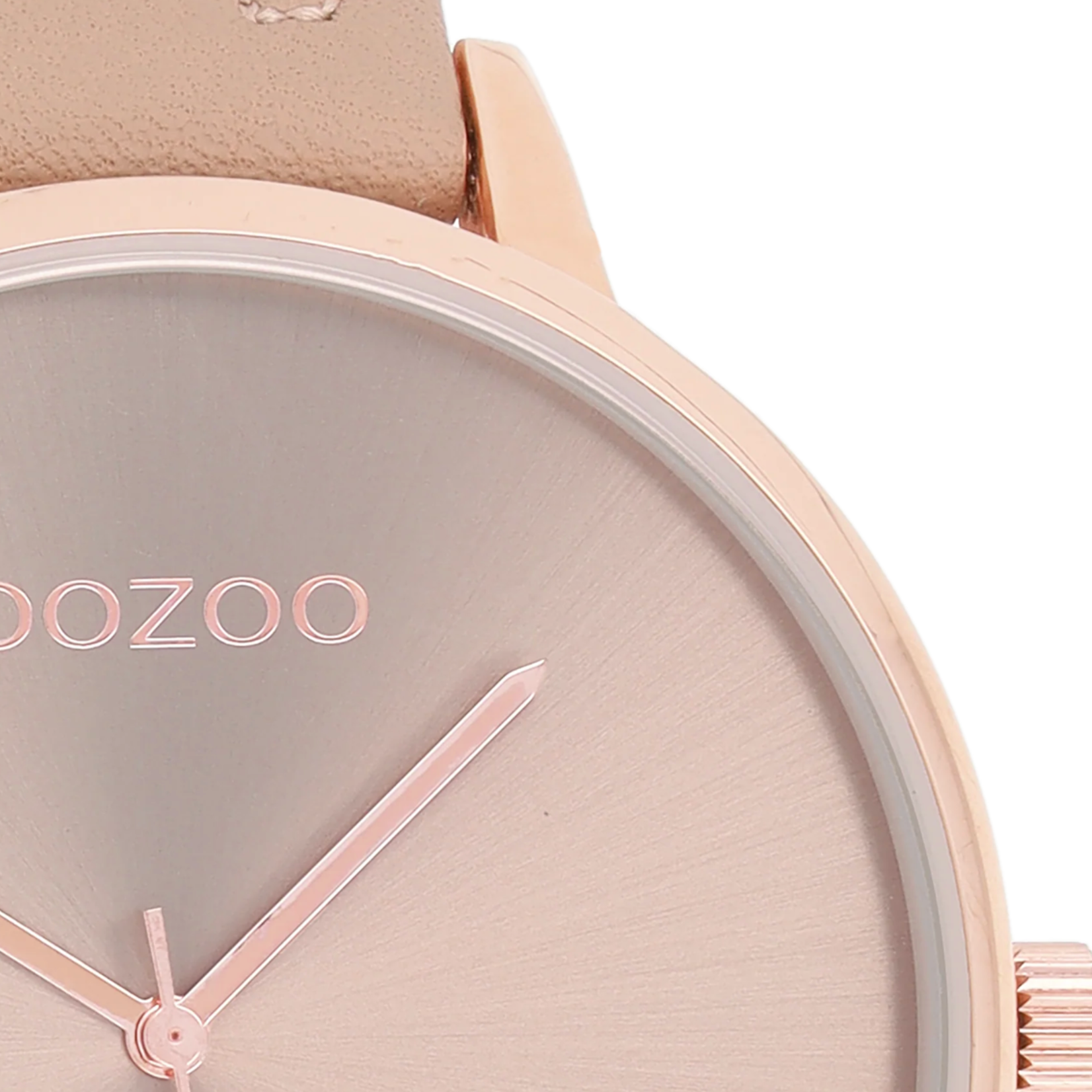 OOZOO OOZOO - Roségoudkleurig horloge met poederroze leren band 48mm