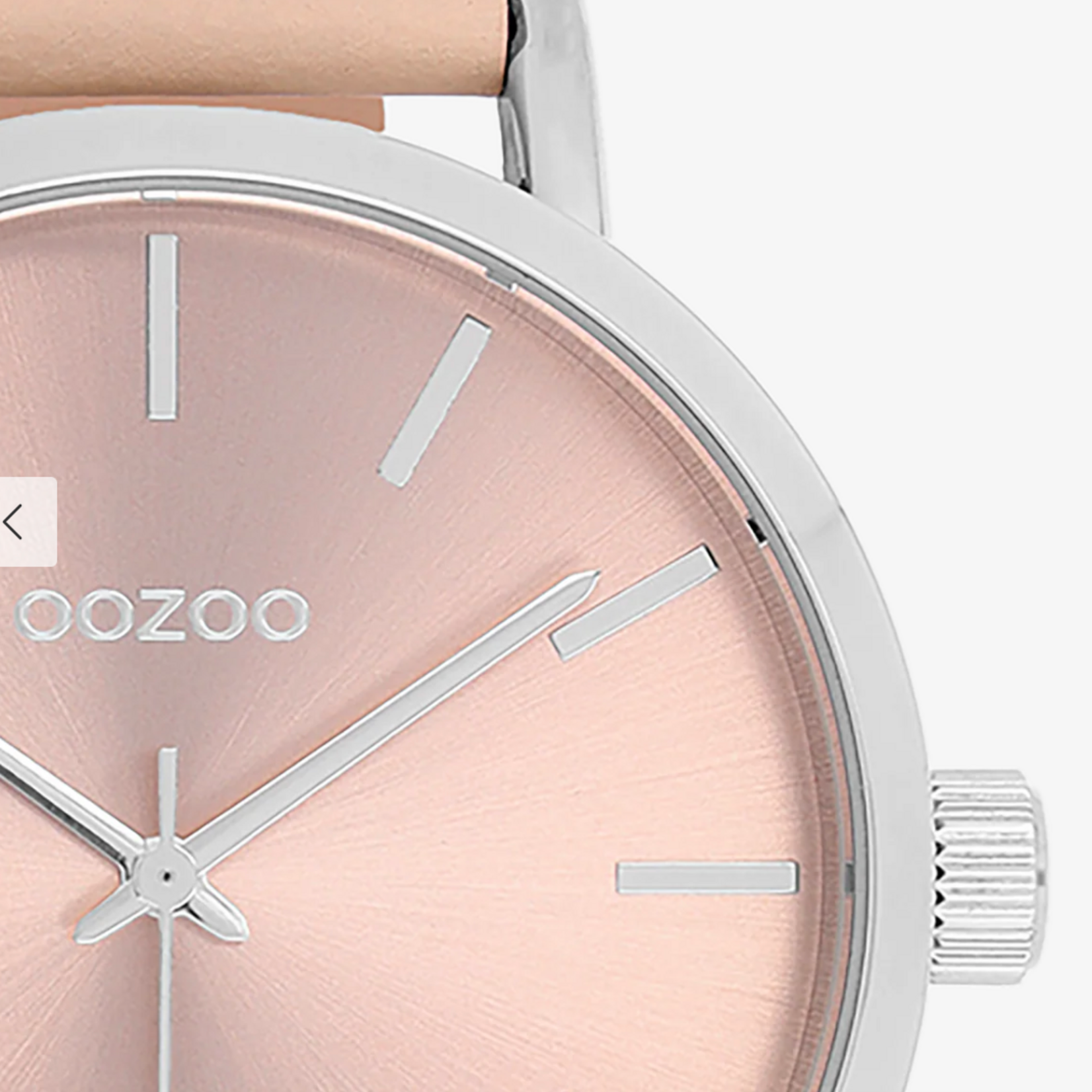 OOZOO Zilverkleurig OOZOO horloge met crème de pêche leren band  42mm