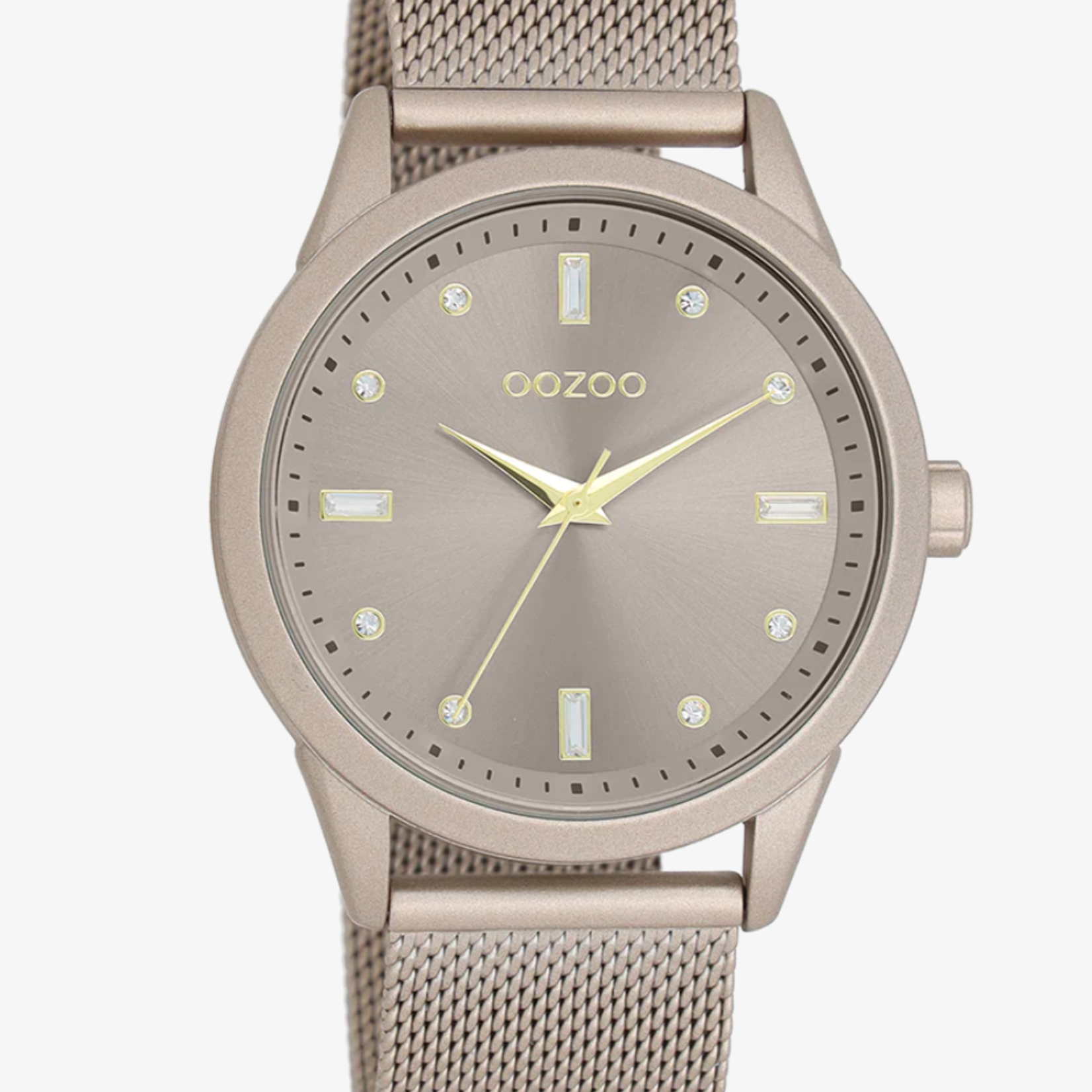 OOZOO OOZOO - Taupe  horloge met metalen mesh band  ø 40mm