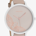 OOZOO OOZOO - Zilverkleurig  horloge met taupe leren band ø 48mm