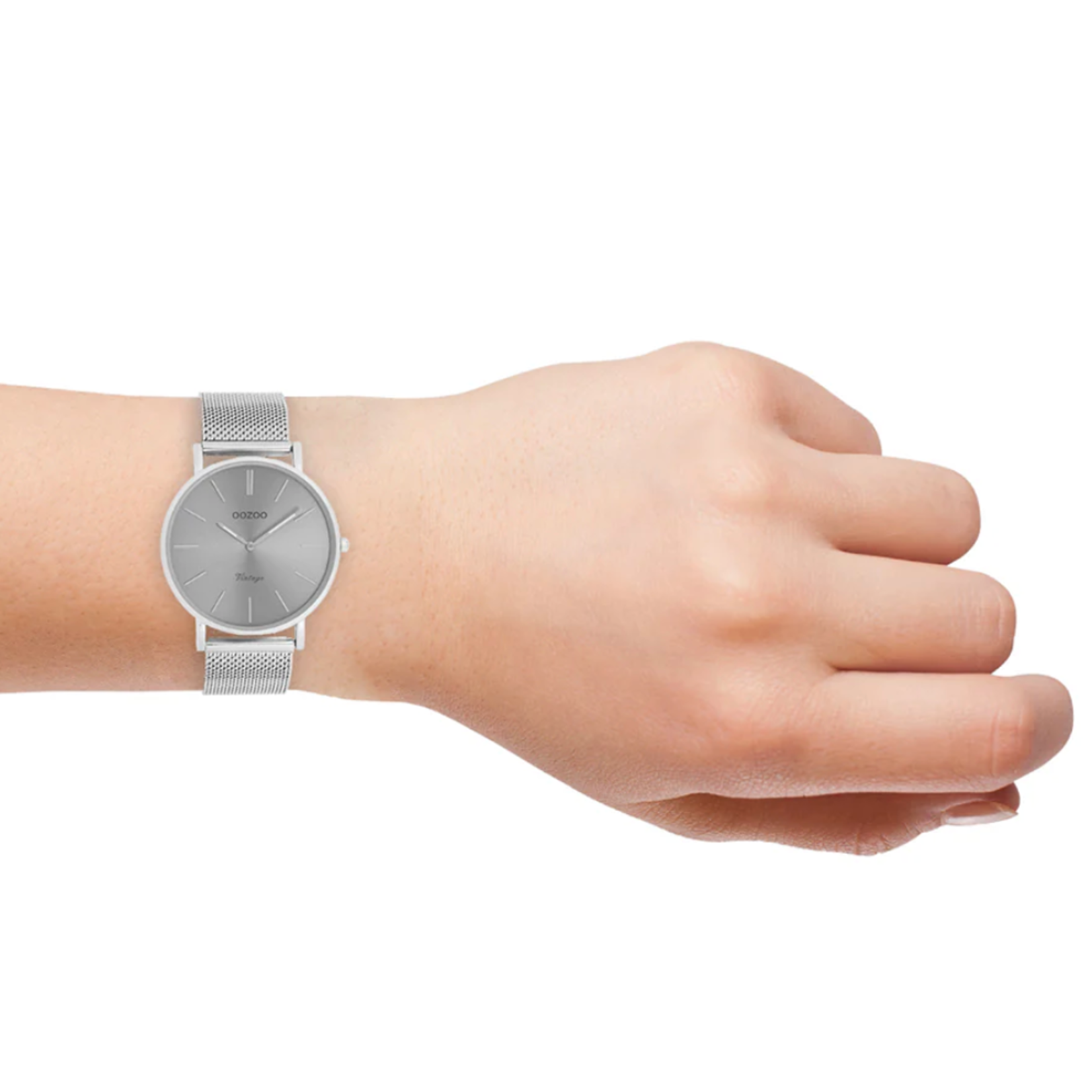 OOZOO OOZOO - Zilverkleurig  horloge met metalen mesh band ø36mm