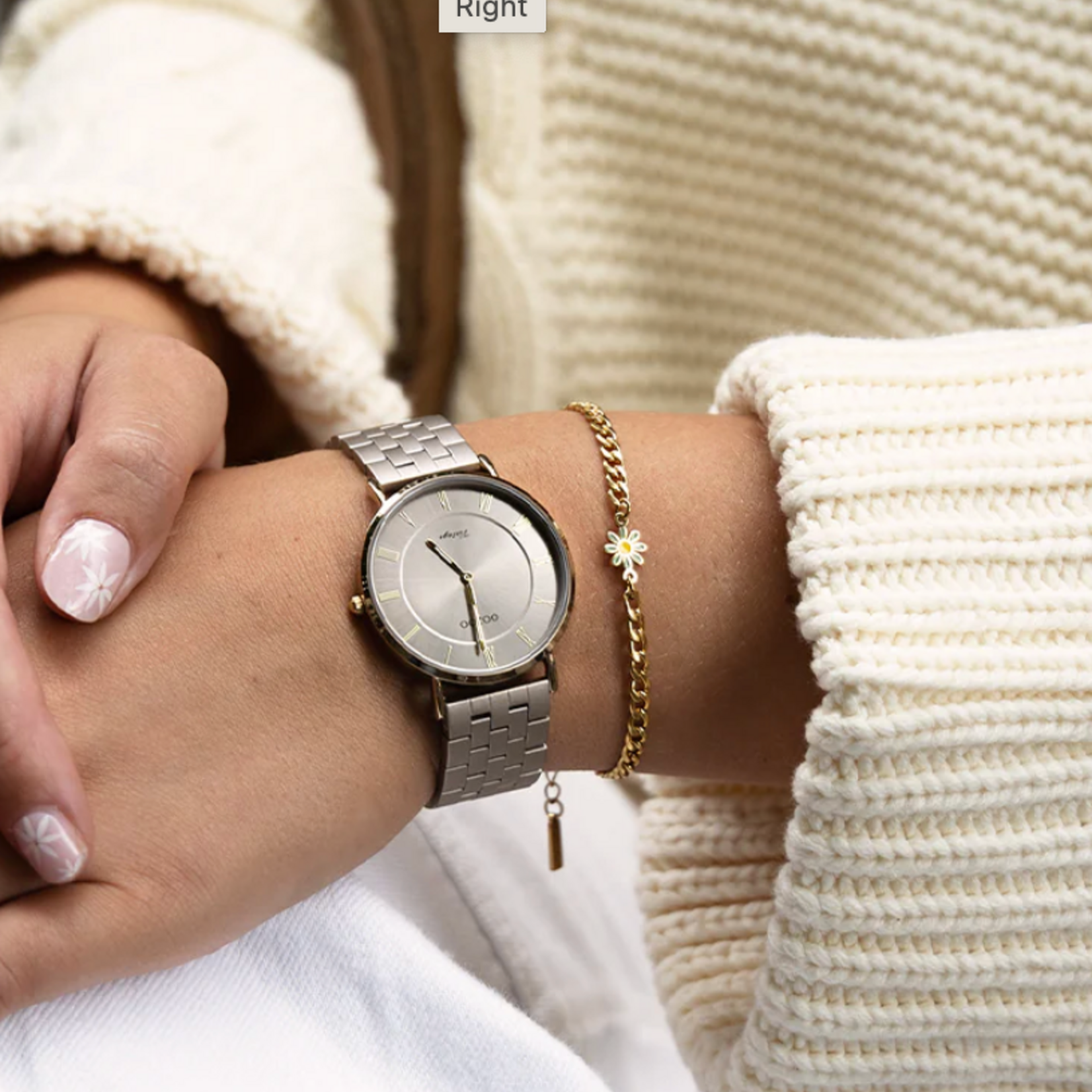 OOZOO OOZOO - Lichtgrijs horloge met roestvrijstalen band ø 36mm