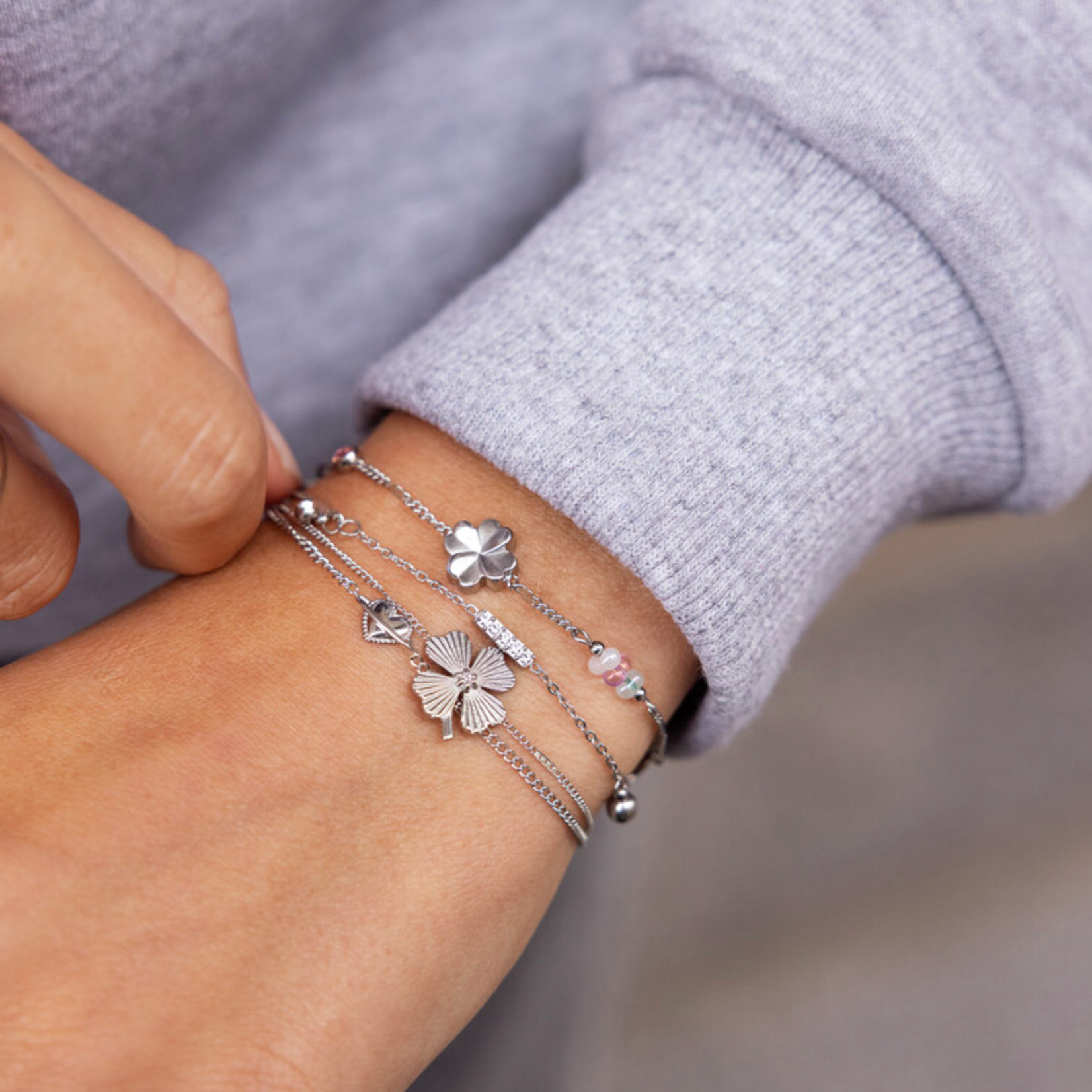 MY JEWELLERY MY JEWELLERY - Armband klaver met strass zilver