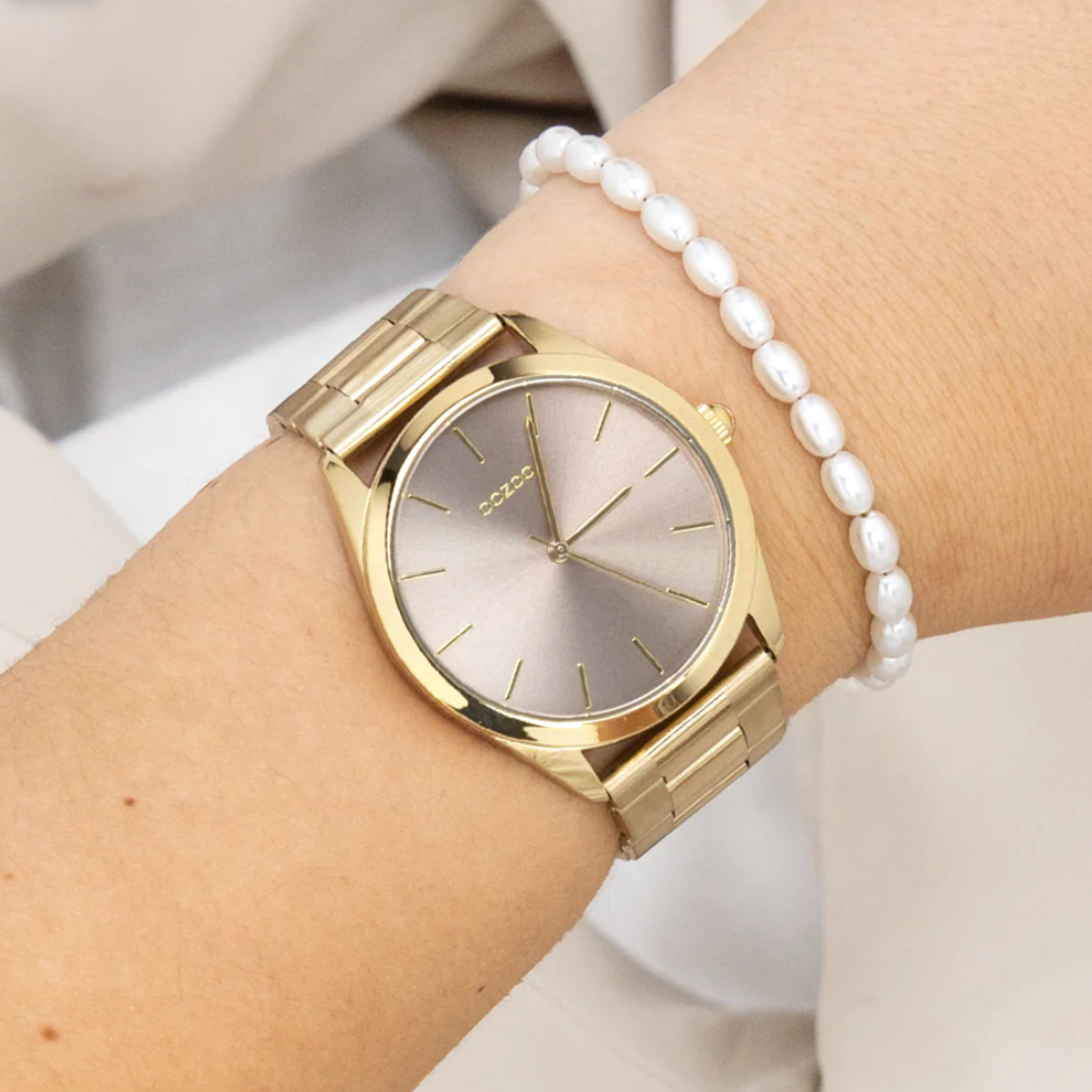 OOZOO OOZOO - Goudkleurig  horloge met roestvrij stalen band ø40mm