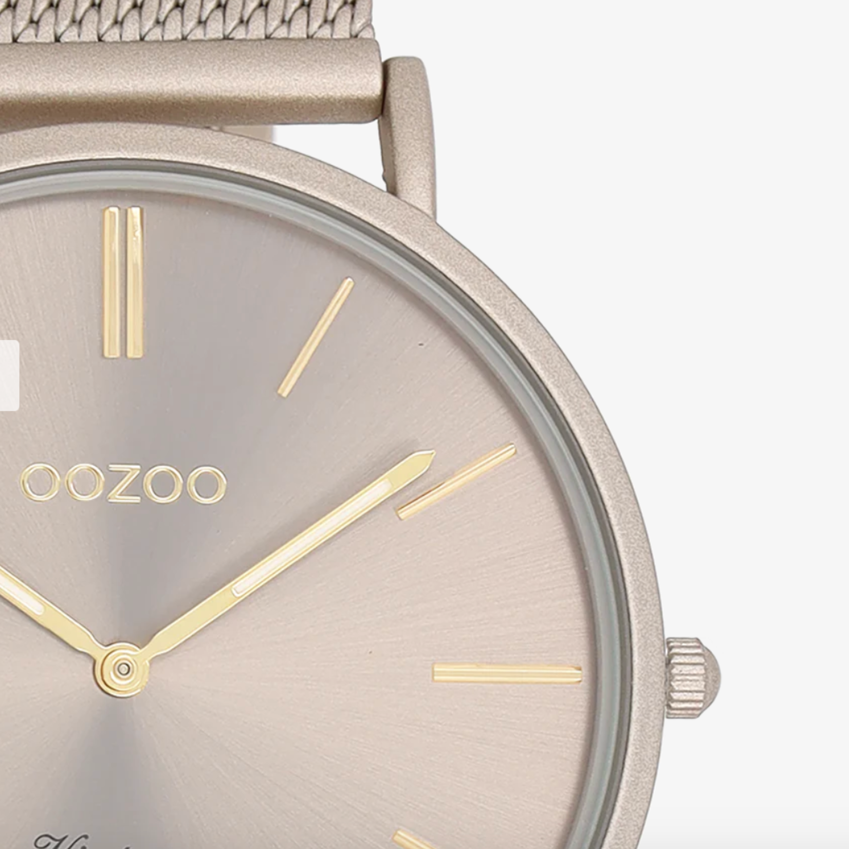 OOZOO OOZOO - Taupe  horloge met metalen mesh band ø 40mm