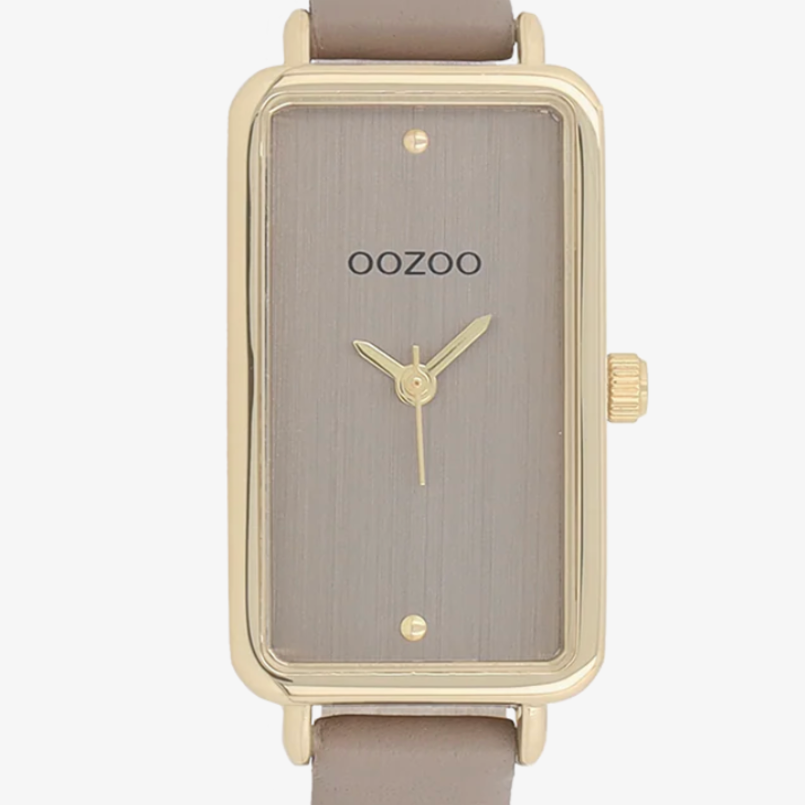 OOZOO OOZOO - Goudkleurig horloge met taupe leren band