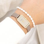 OOZOO OOZOO - Goudkleurig horloge met taupe leren band